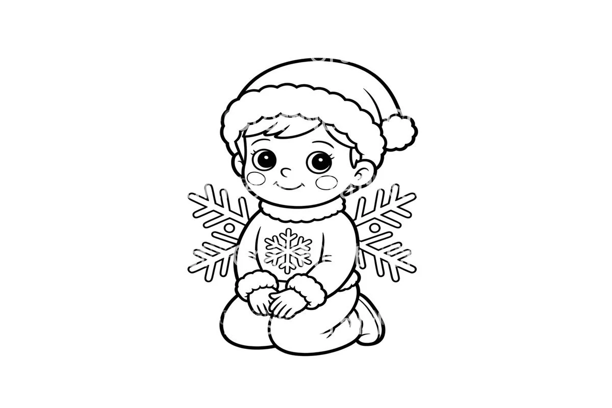 Cute Babies Winter Snowflake Coloring Books - Image 4