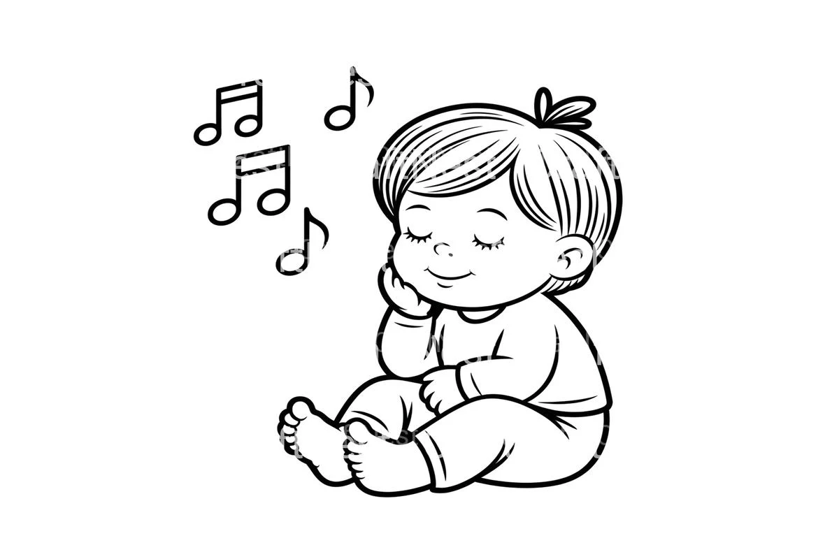 Cute Babies with Music Notes Coloring Books - Image 4