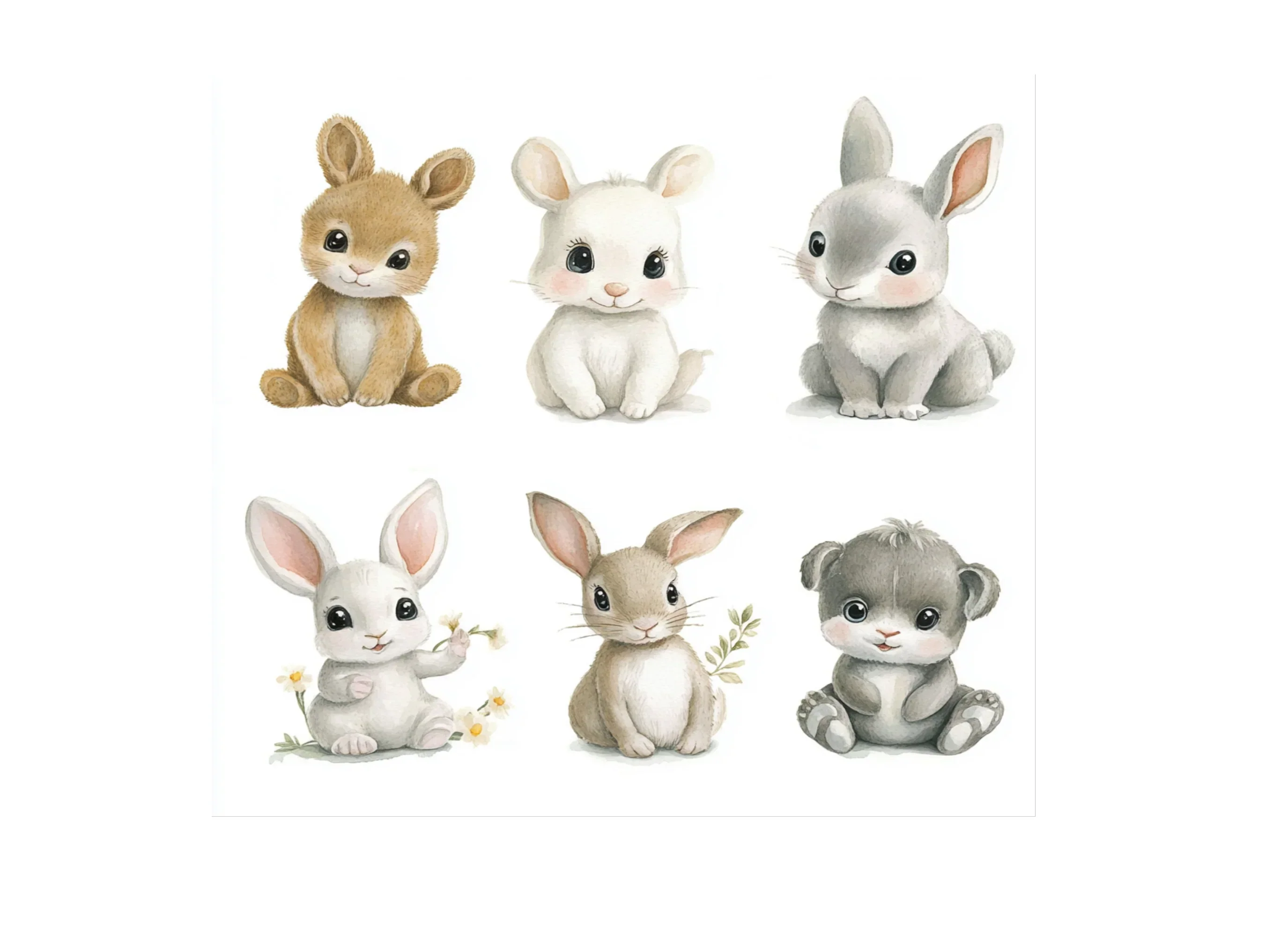 Cute Baby Bunny Clipart Bundle - Image 3