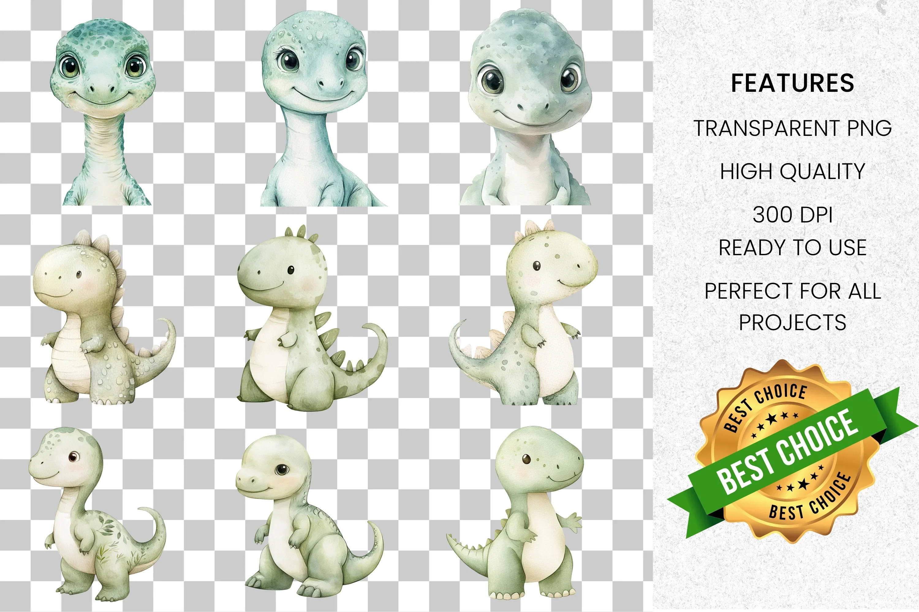 Cute Baby Dinosaur Clipart Bundle - Image 2