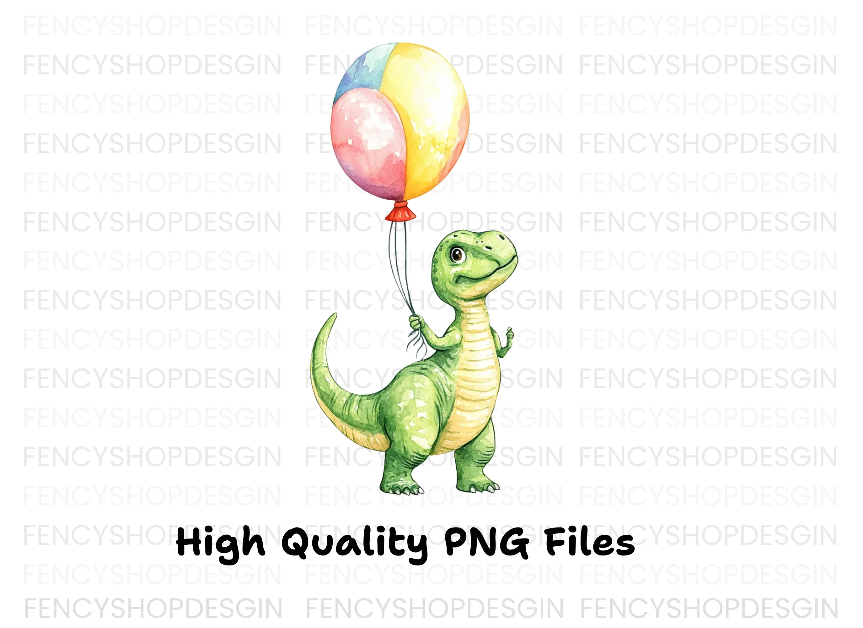 Cute Baby Dinosaur with Balloon Clipart Bundle - Image 2