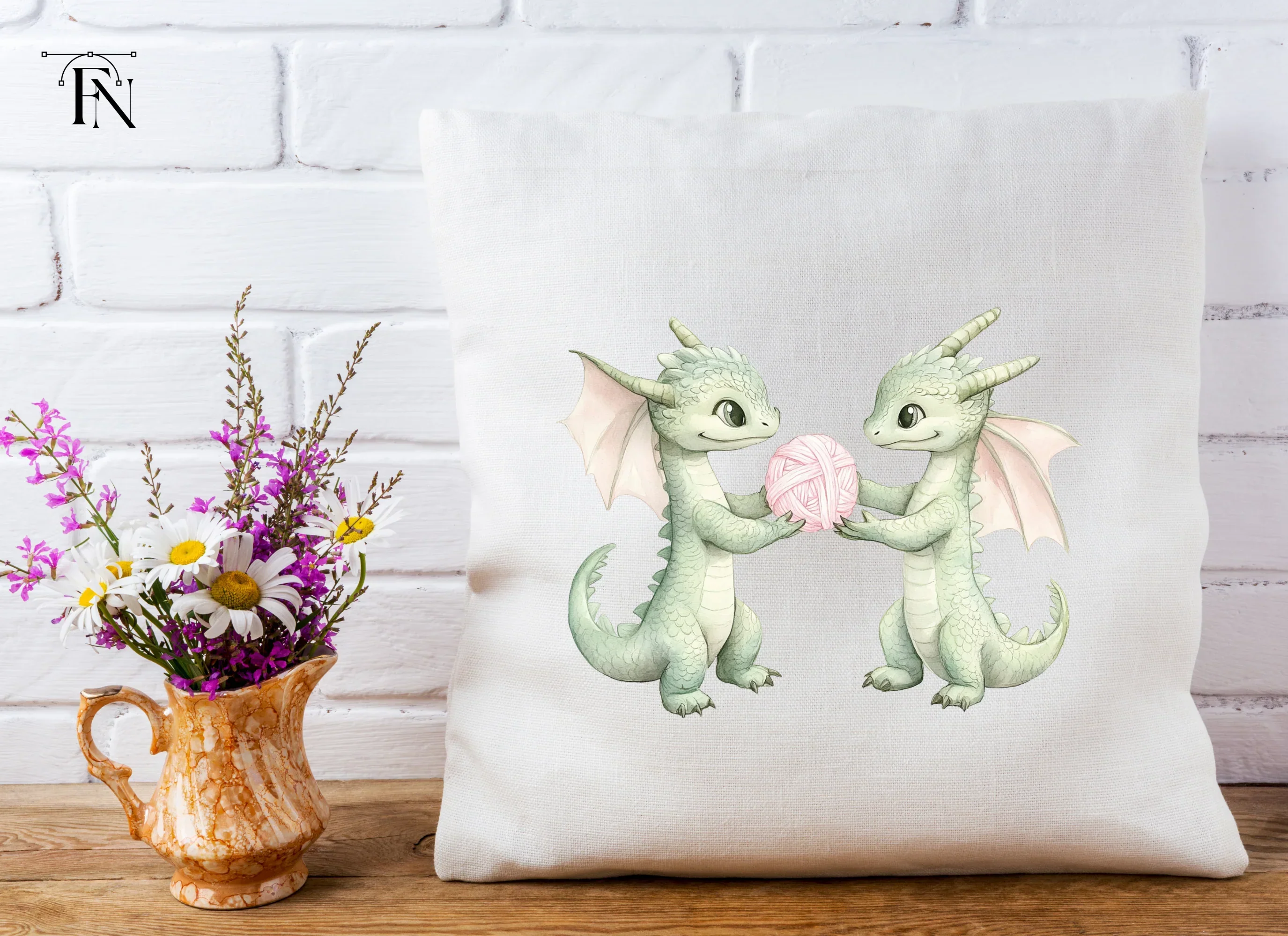 Cute Baby Dragon Yarn Clipart Bundle - Image 3