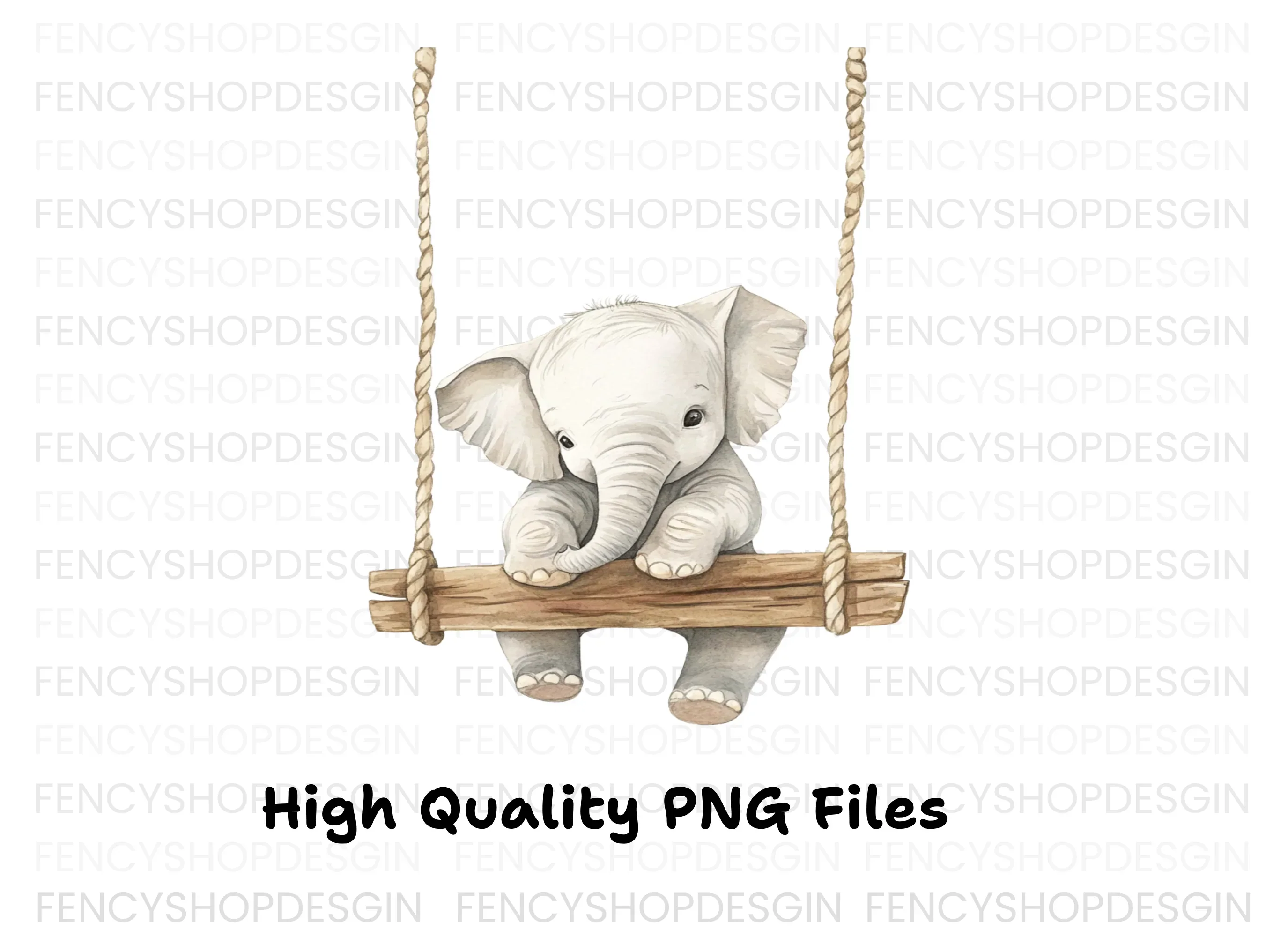 Cute Baby Elephant on Swing Clipart Bundle - Image 3