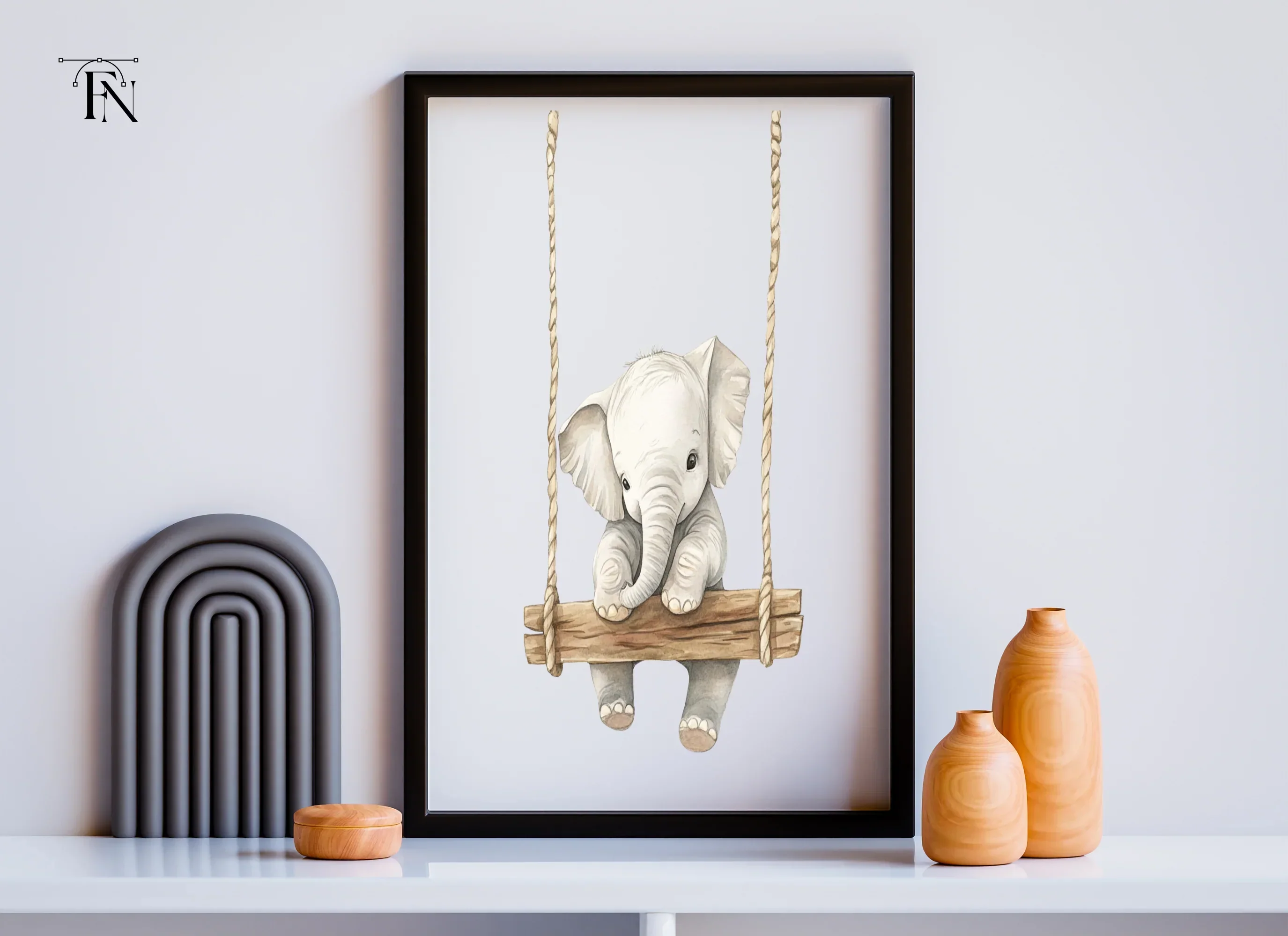 Cute Baby Elephant on Swing Clipart Bundle - Image 6
