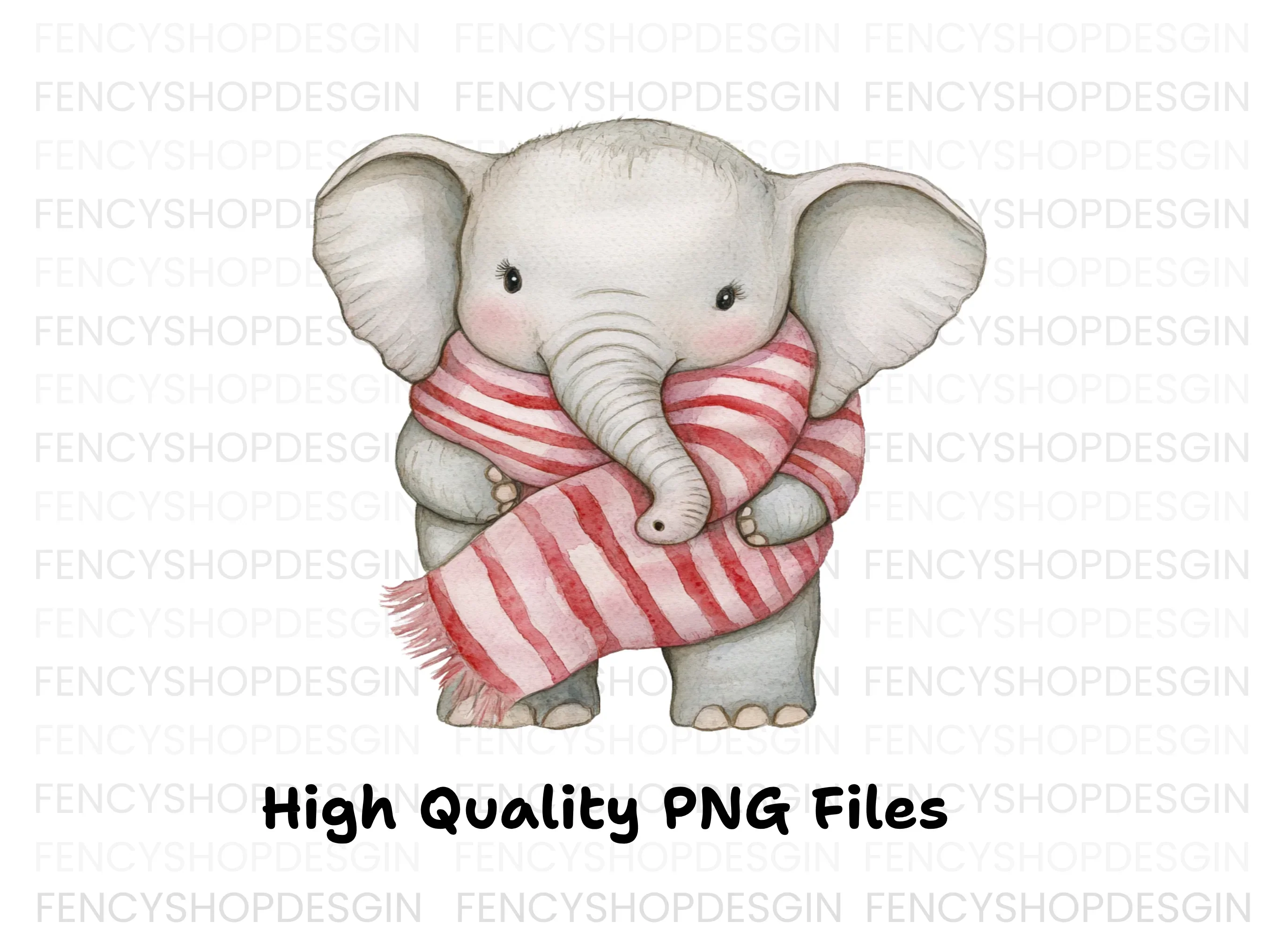 Cute Baby Elephant with Scarf Clipart Bundle - Image 3