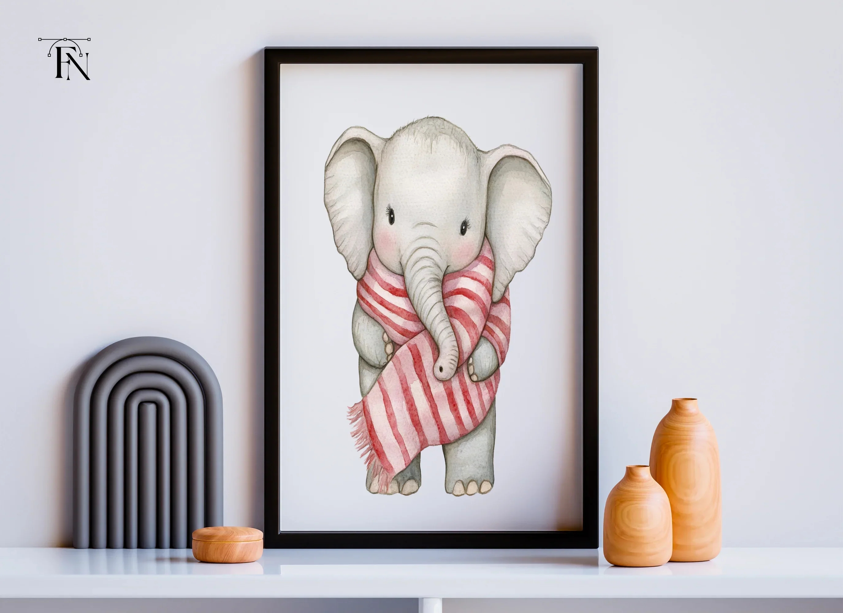 Cute Baby Elephant with Scarf Clipart Bundle - Image 6