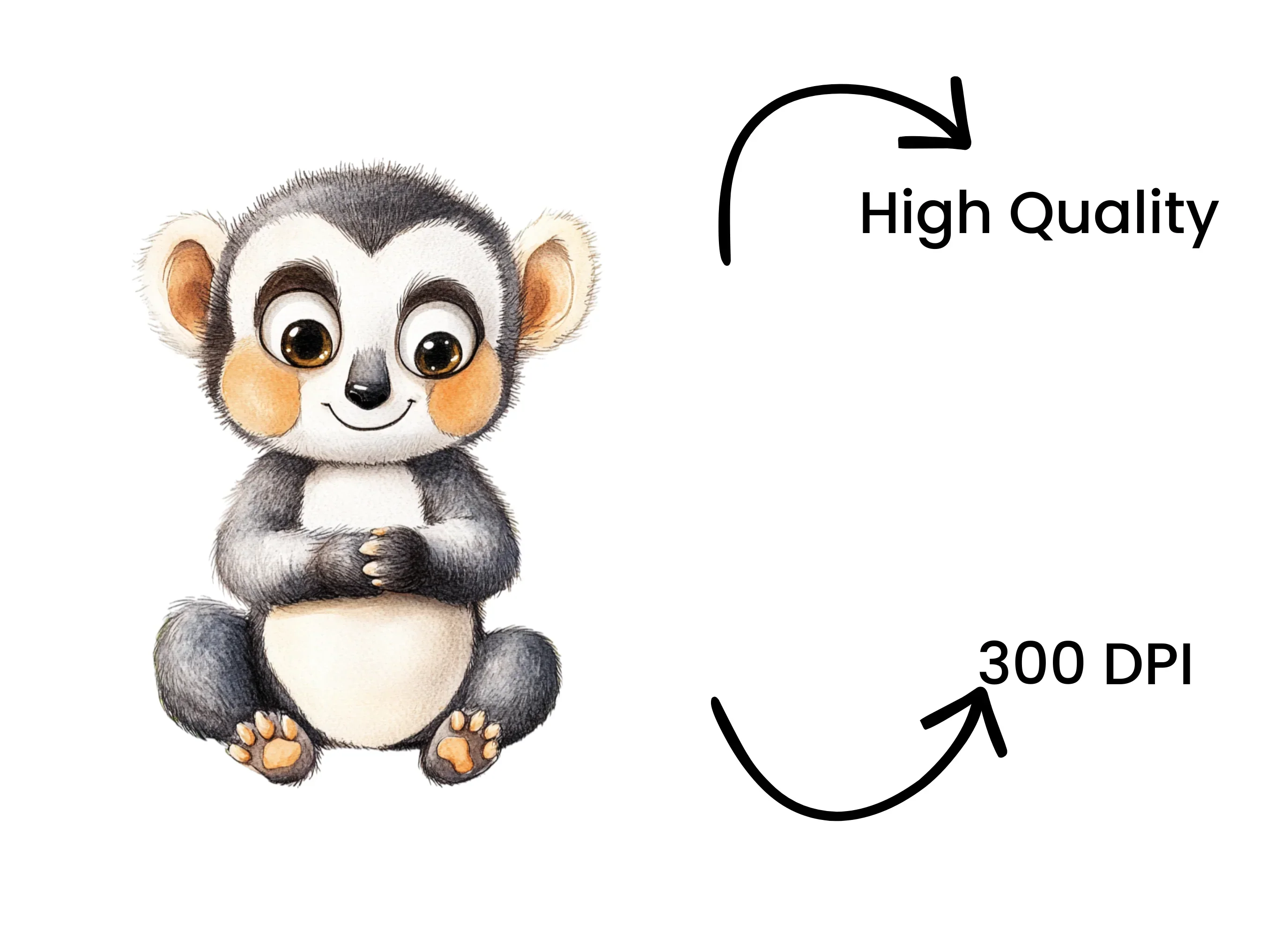 Cute Baby Lemurs Clipart Bundle - Image 4