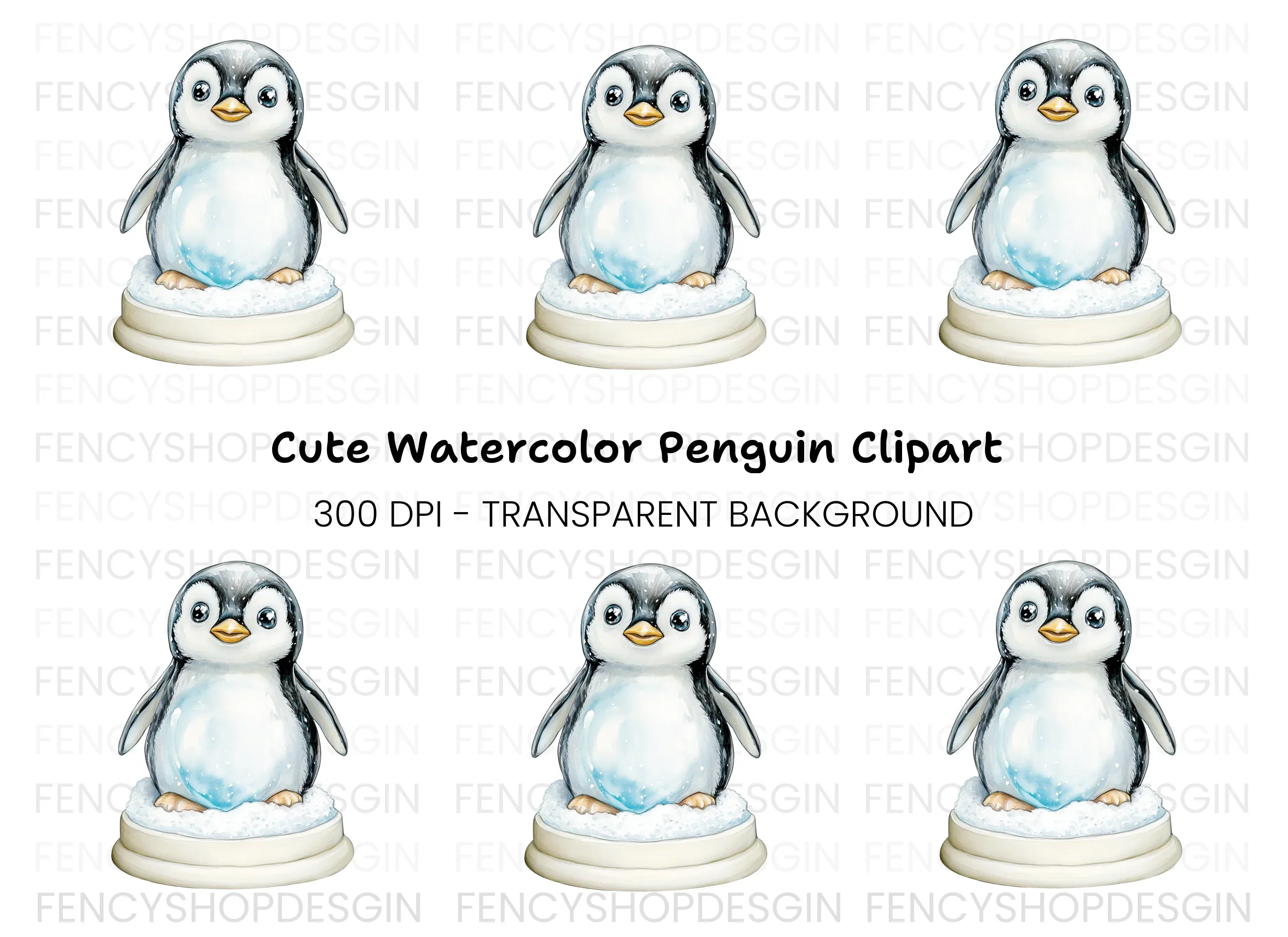 Cute Baby Penguin Winter Clipart Bundle