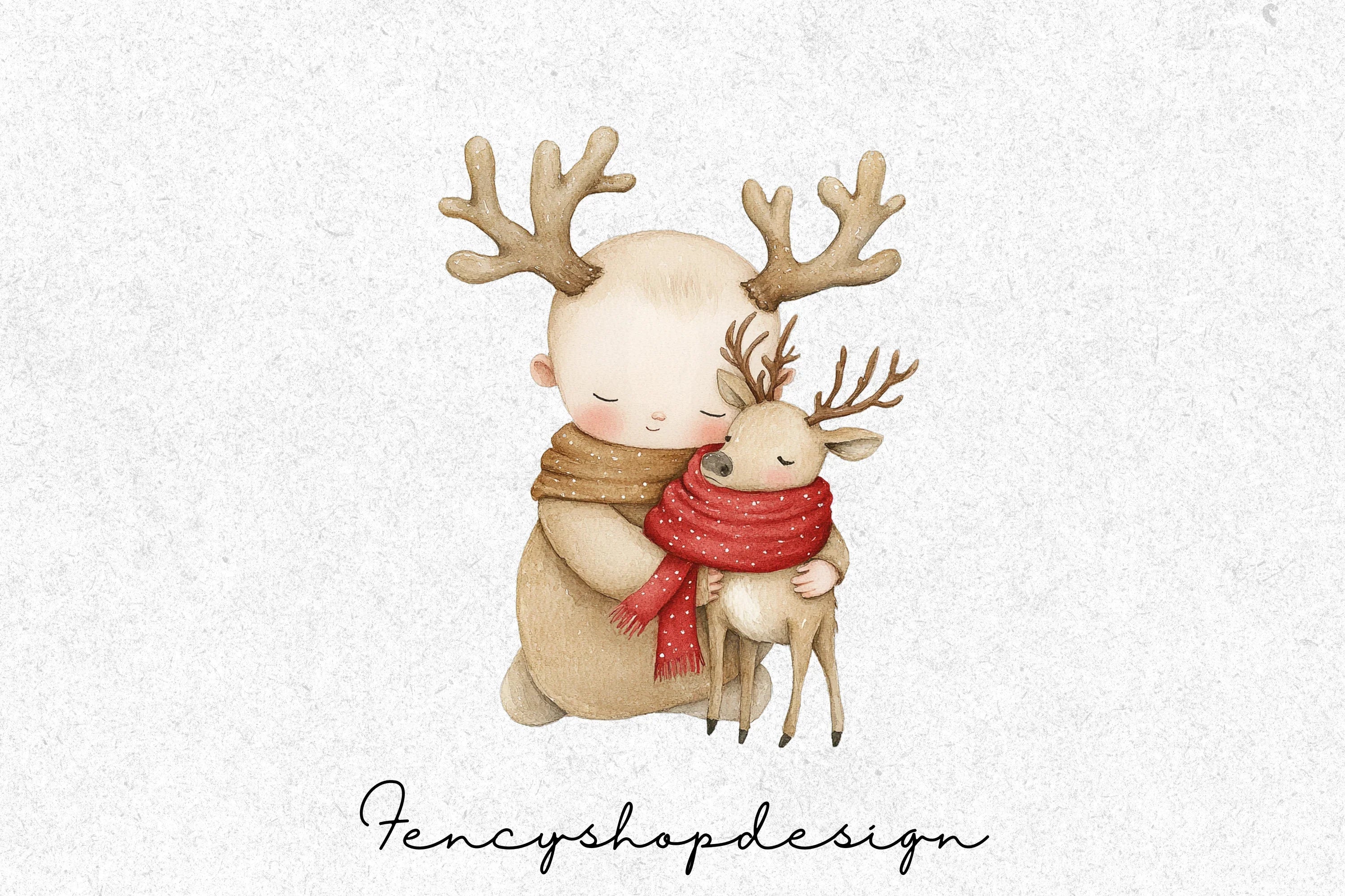 Cute Baby Reindeer Christmas Clipart Bundle - Image 3