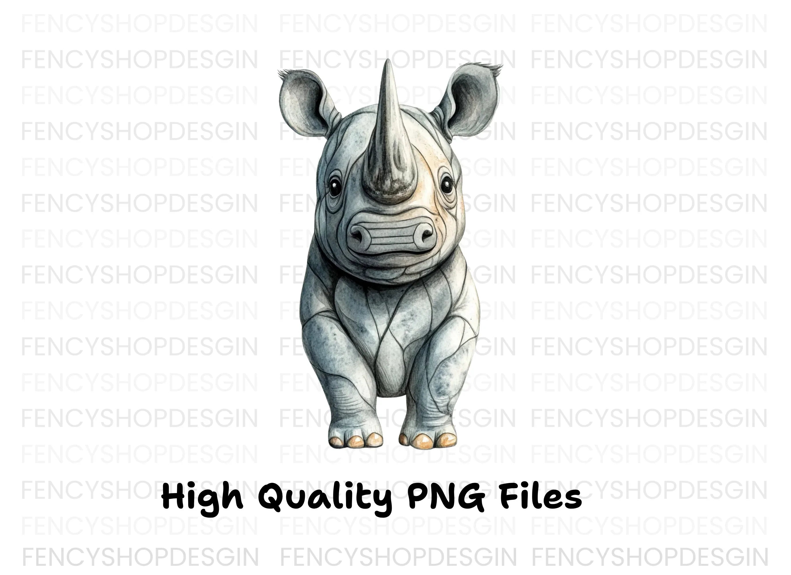 Cute Baby Rhino Clipart Bundle - Image 3