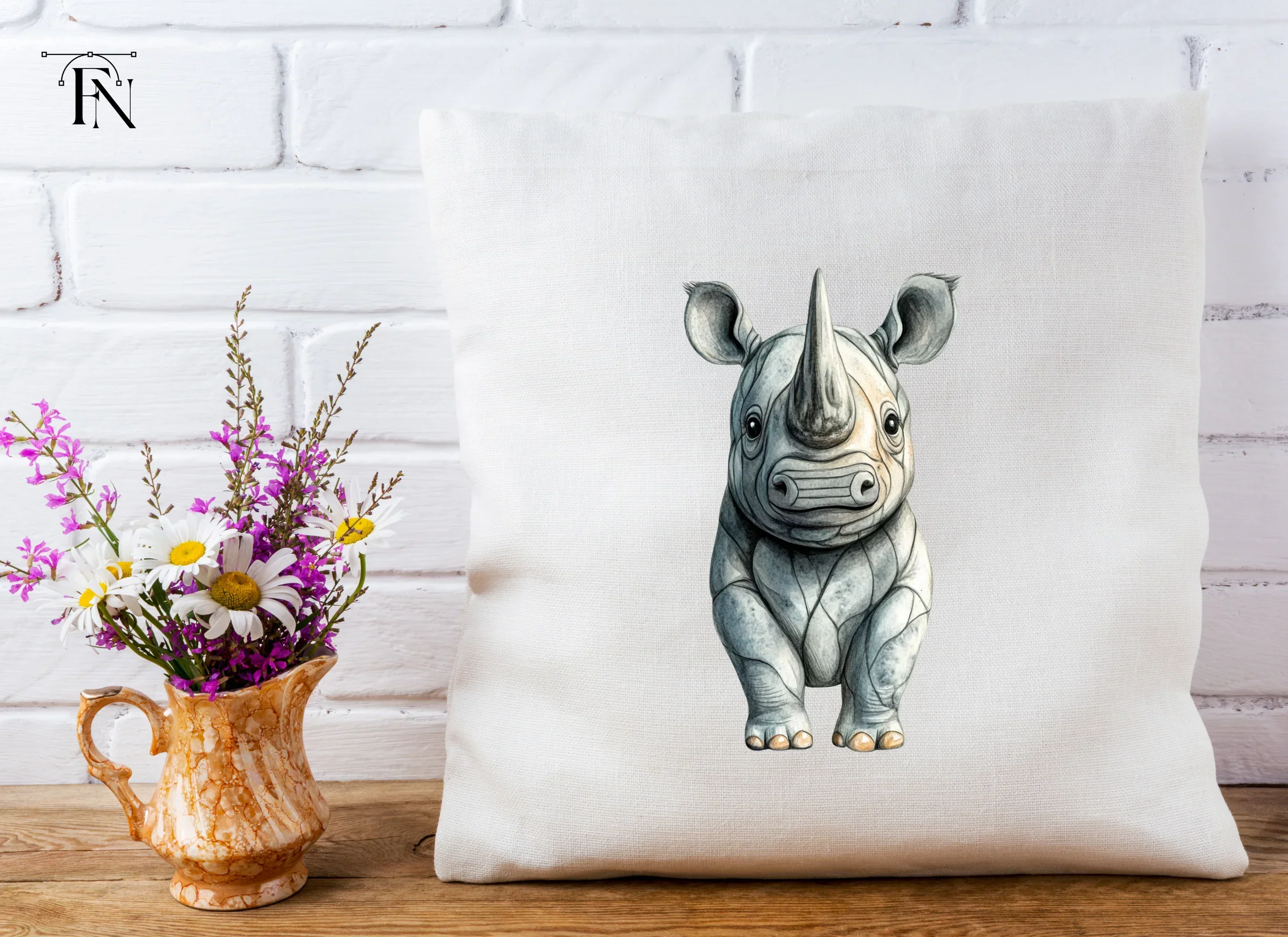 Cute Baby Rhino Clipart Bundle - Image 5