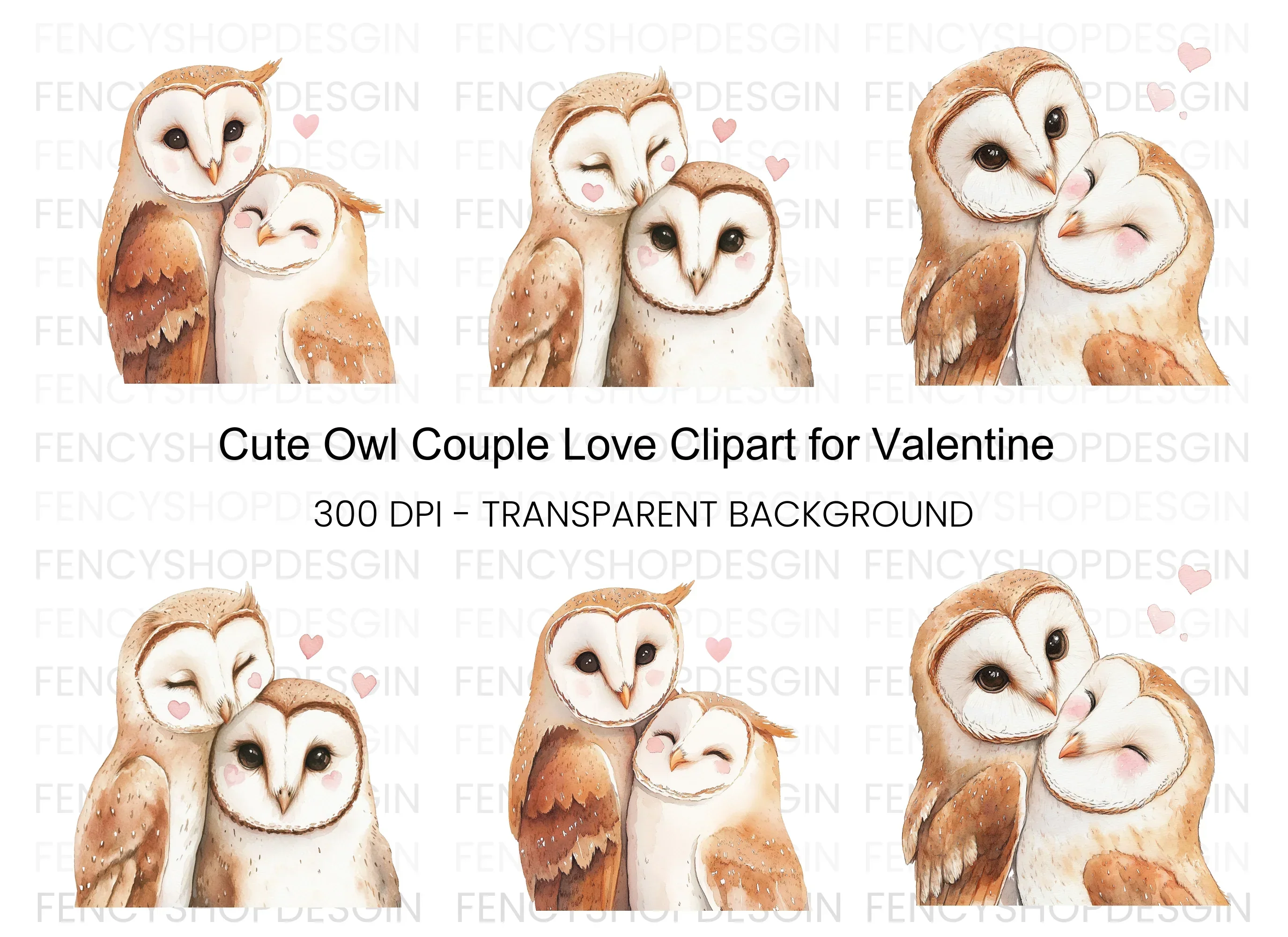 Cute Barn Owl Couple Clipart Bundle