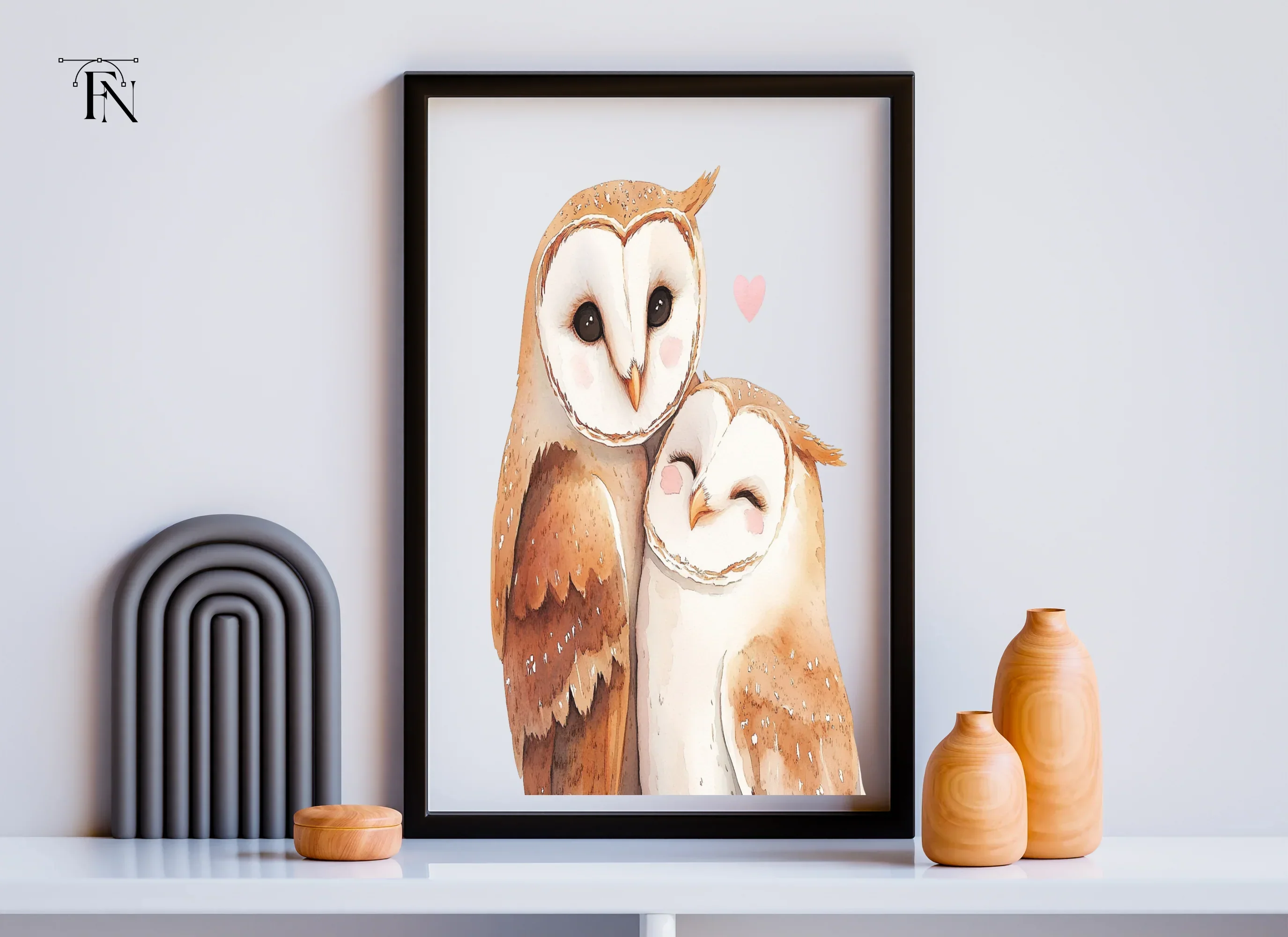 Cute Barn Owl Couple Clipart Bundle - Image 3