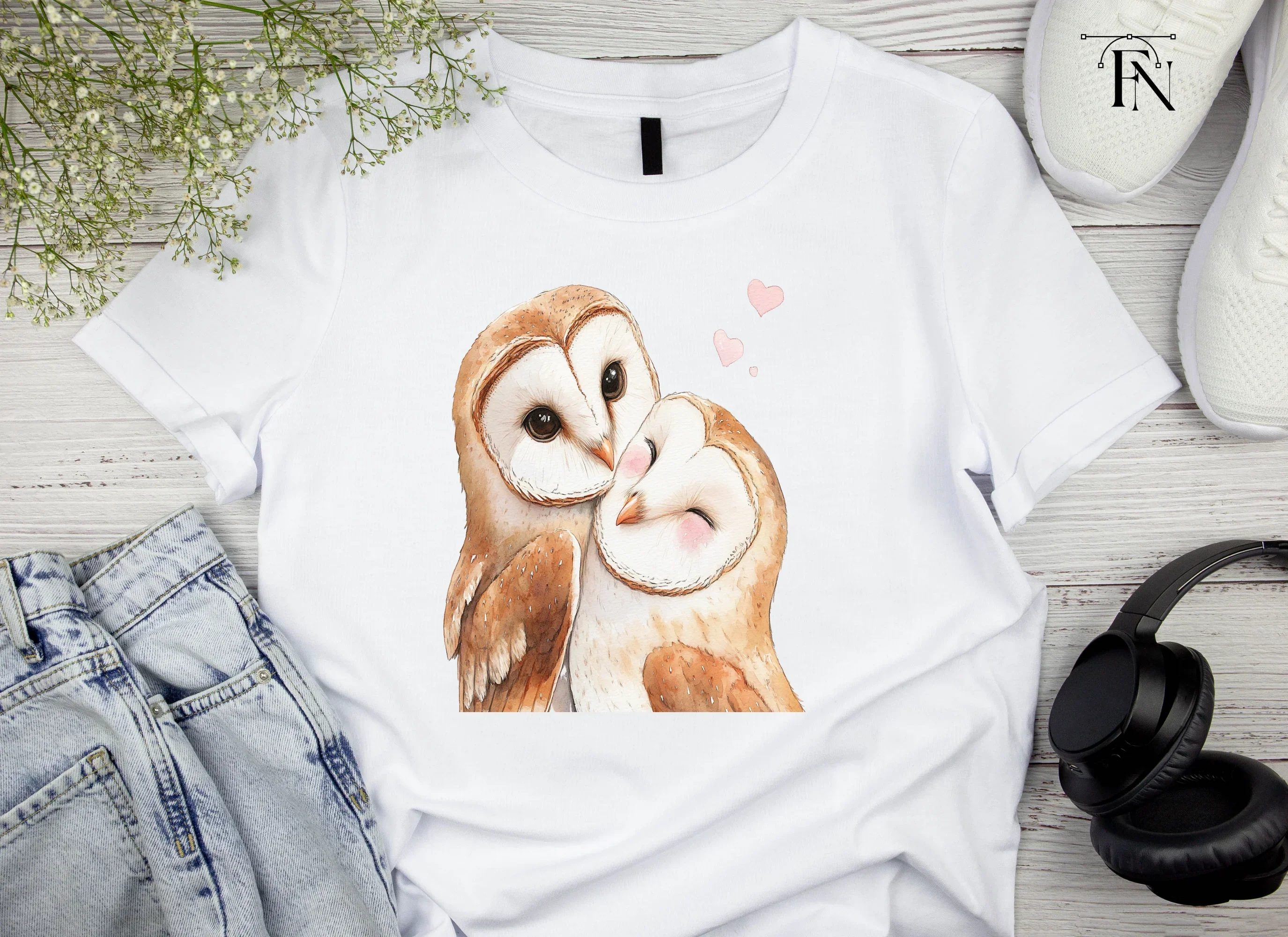 Cute Barn Owl Couple Clipart Bundle - Image 5
