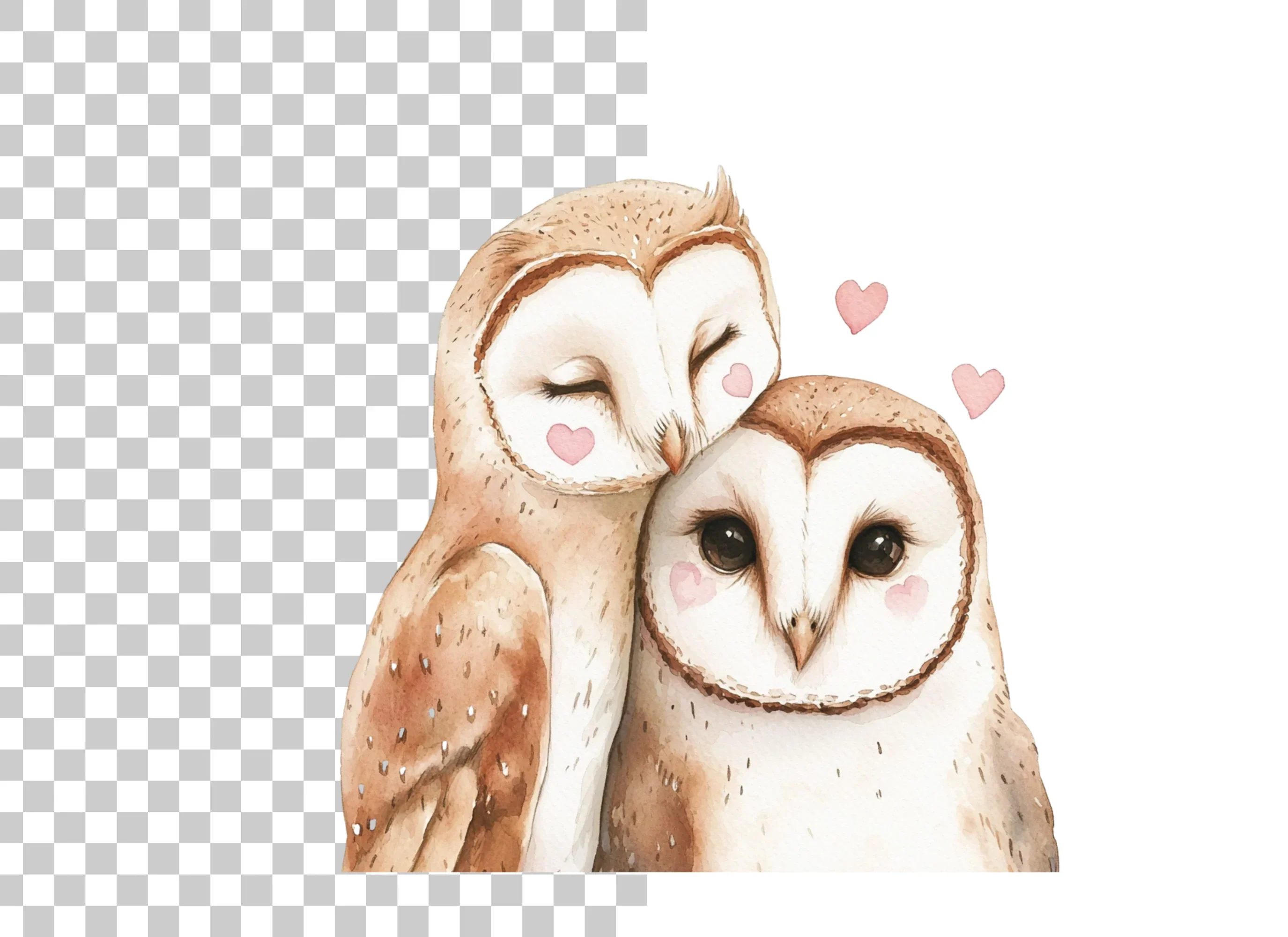 Cute Barn Owl Couple Clipart Bundle - Image 6