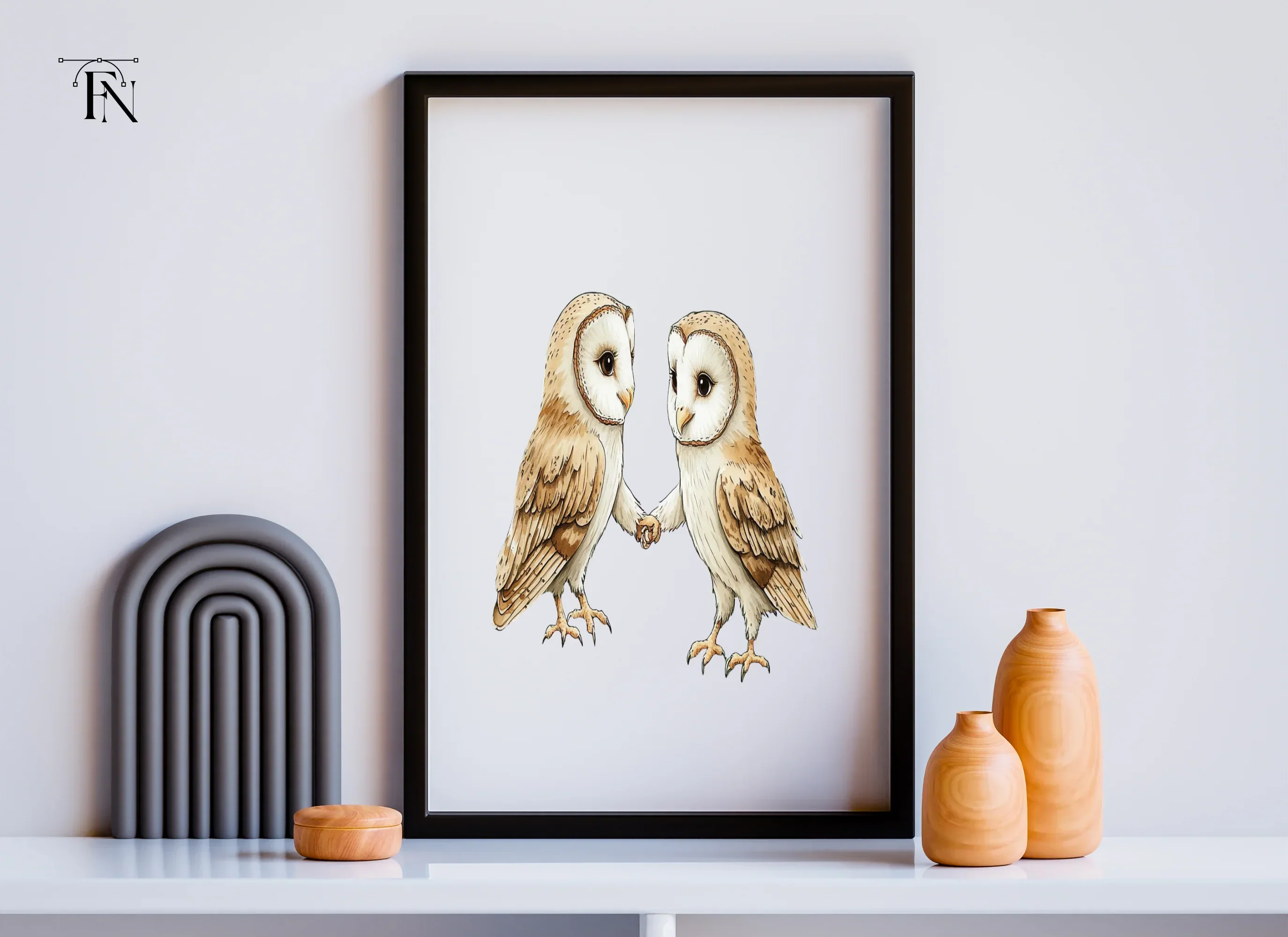 Cute Barn Owls Holding Hands Clipart Bundle - Image 6