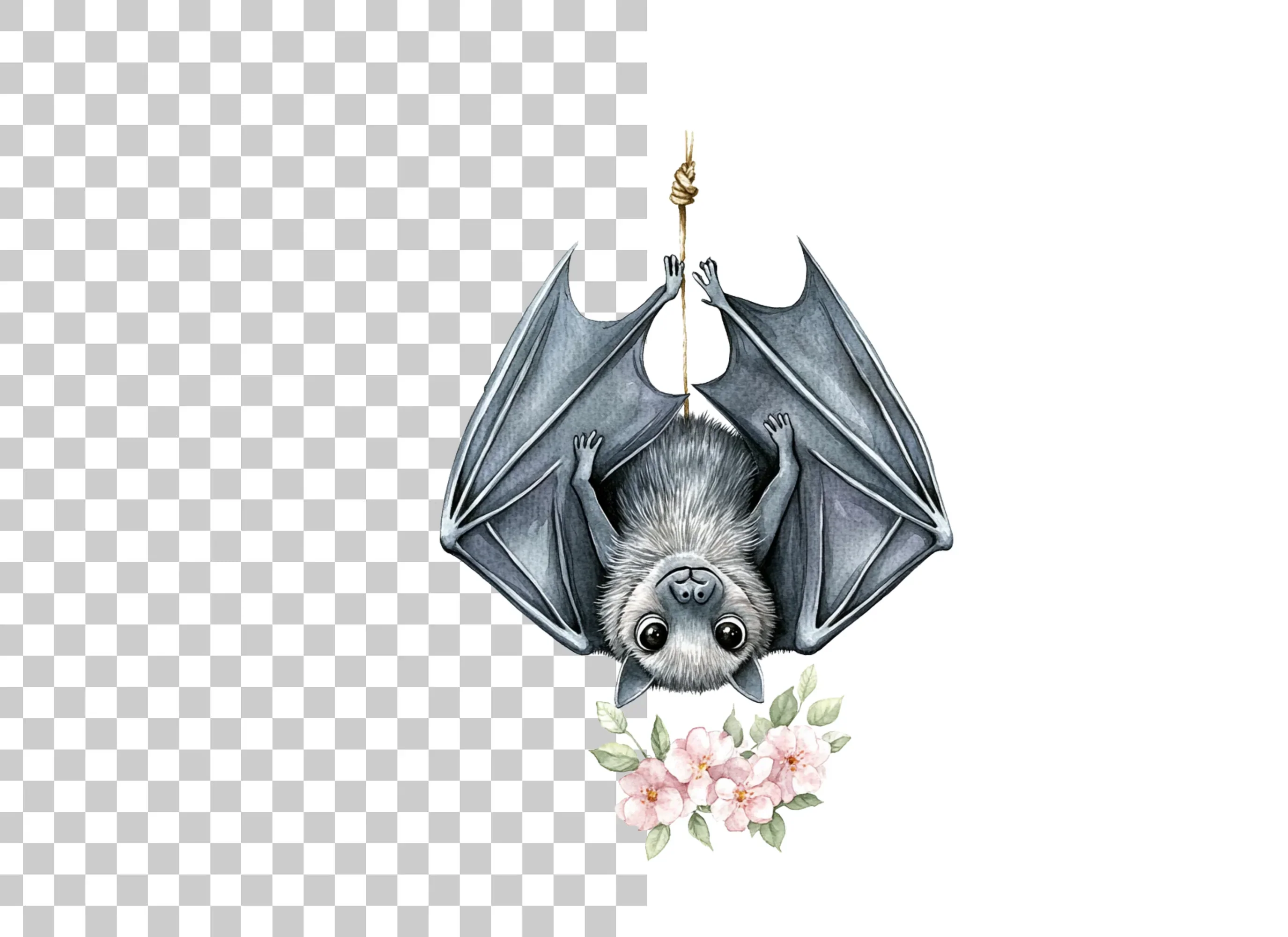 Cute Bat with Flowers Clipart Bundle - Image 6
