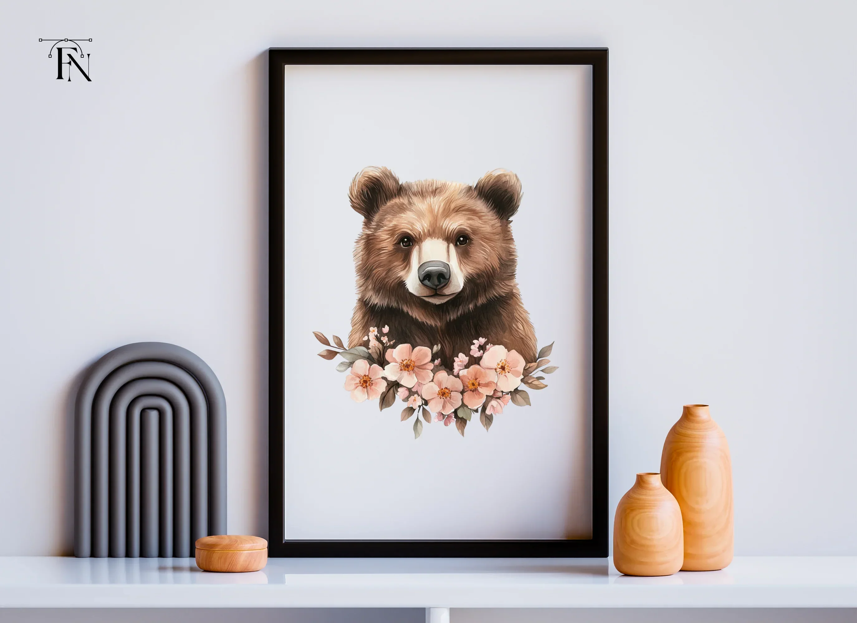 Cute Bear Faces with Floral Wreaths Clipart Bundle - Image 2