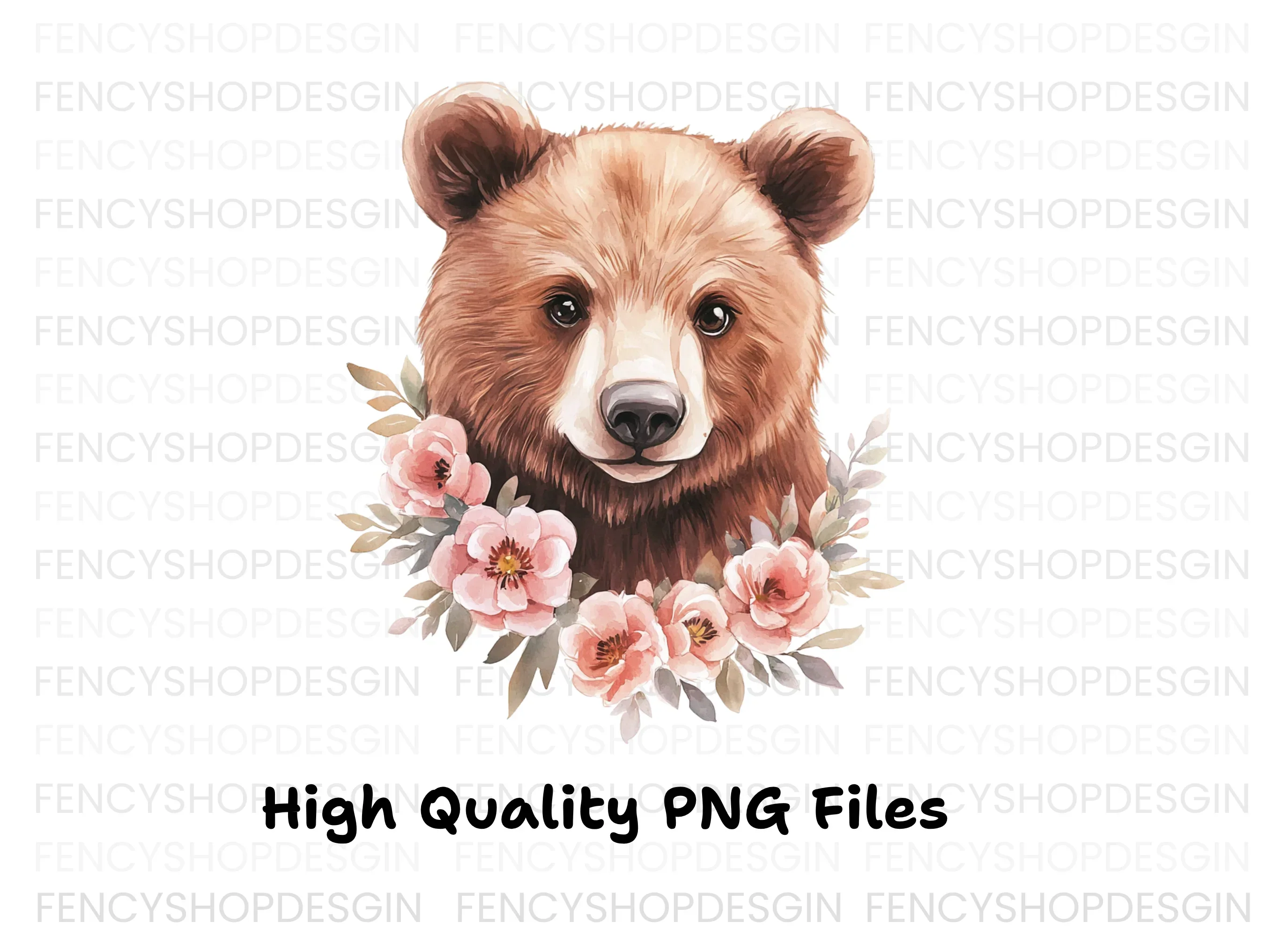 Cute Bear Faces with Floral Wreaths Clipart Bundle - Image 5