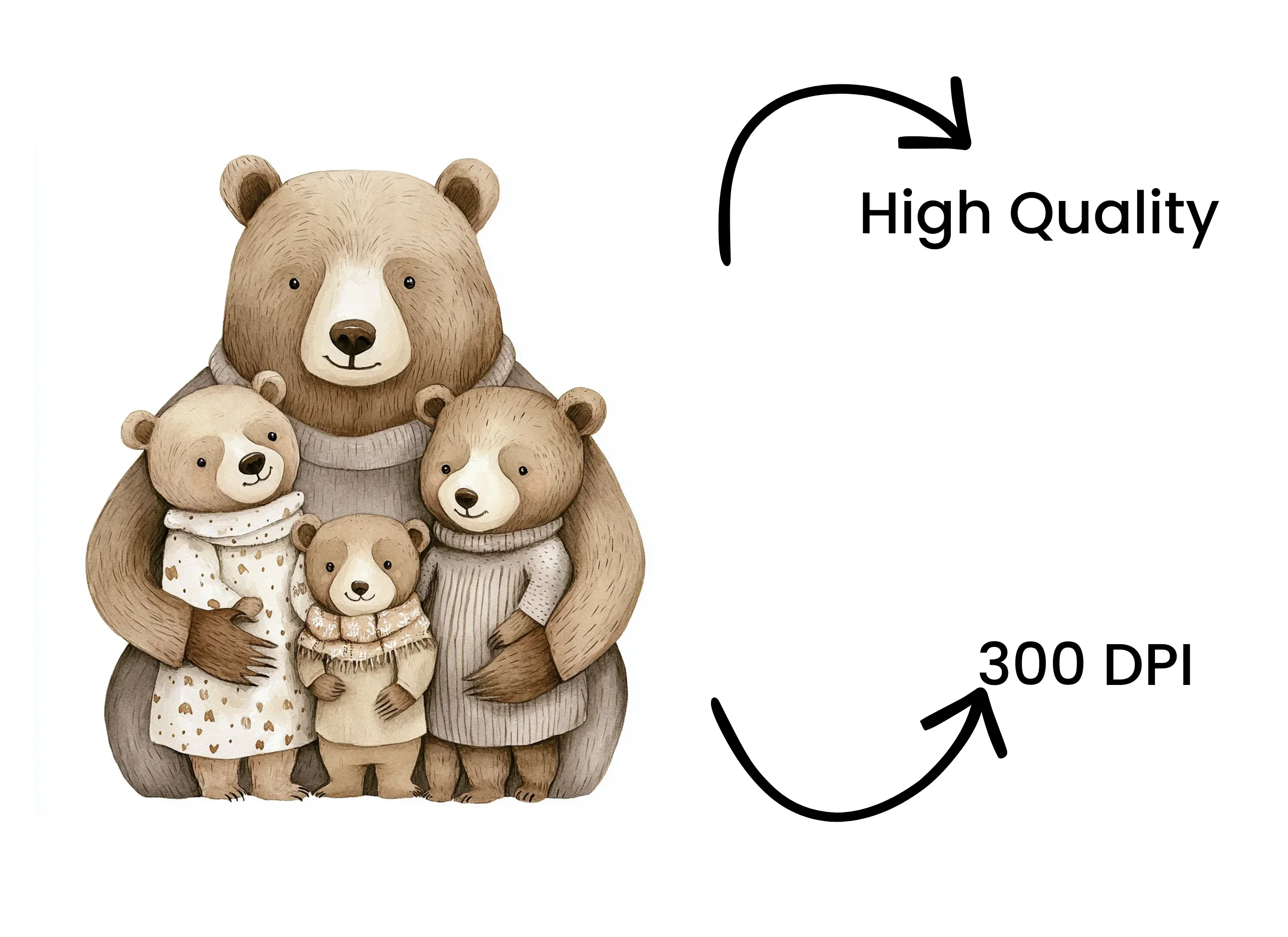 Cute Bear Family Clipart Bundle - Image 4