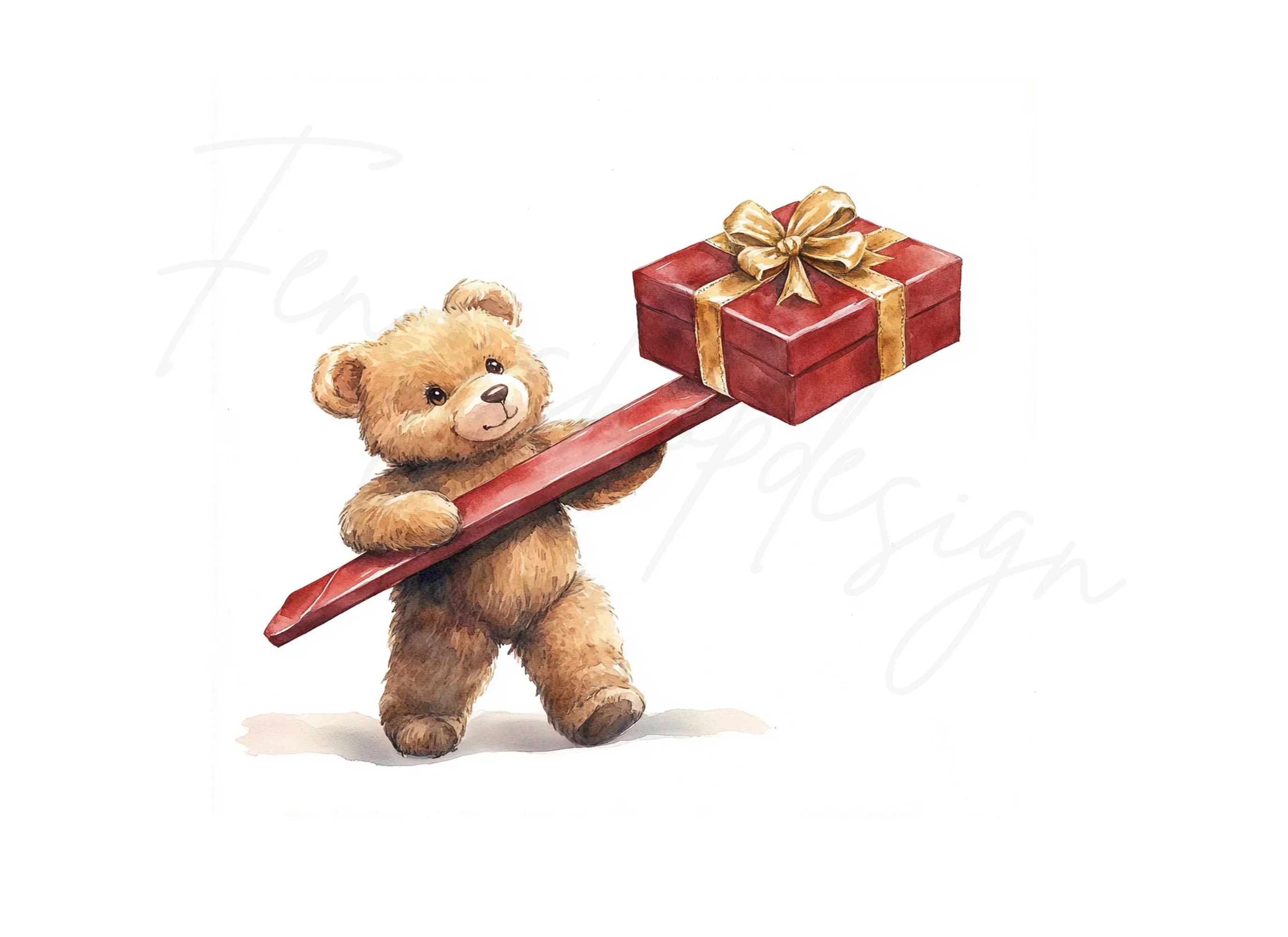 Cute Bear Holding Gifts Clipart Bundle - Image 3