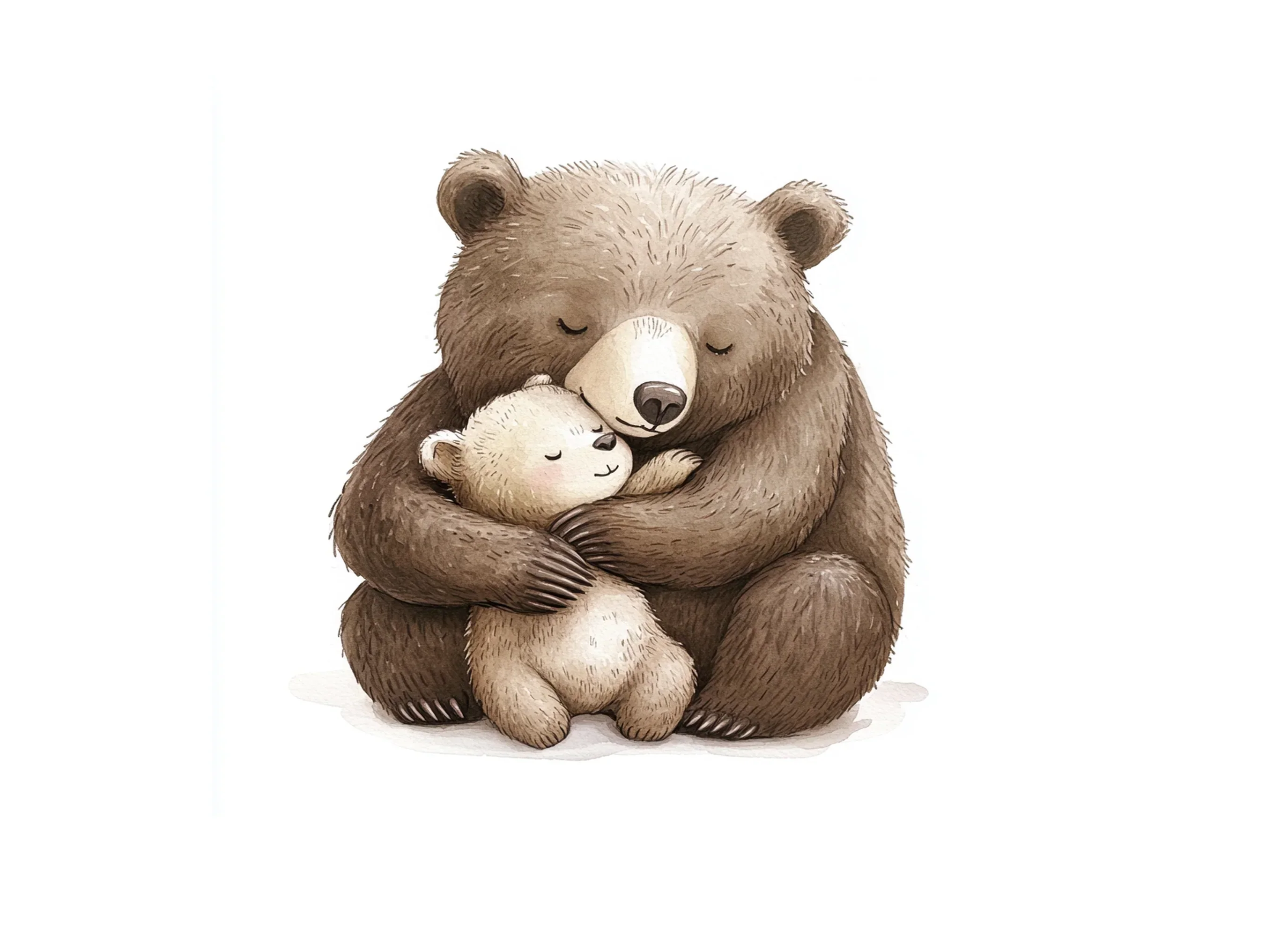 Cute Bear Hug Mother Child Clipart Bundle - Image 3