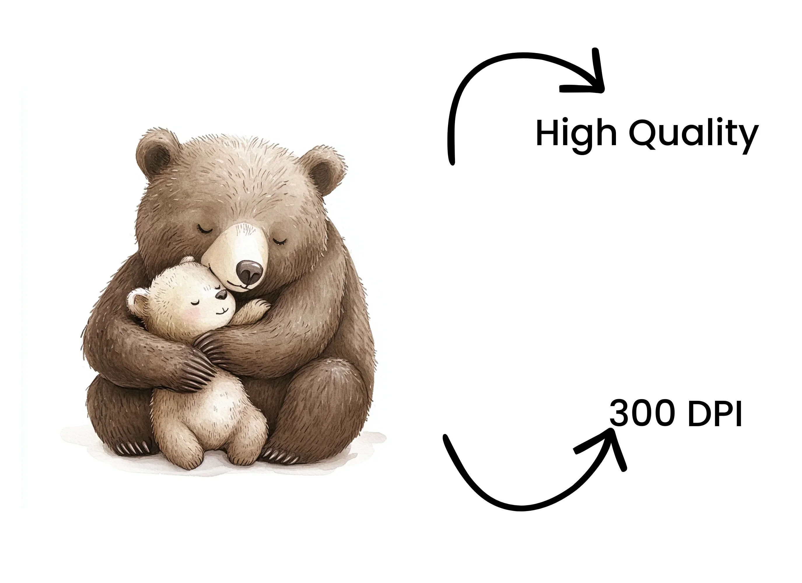 Cute Bear Hug Mother Child Clipart Bundle - Image 4