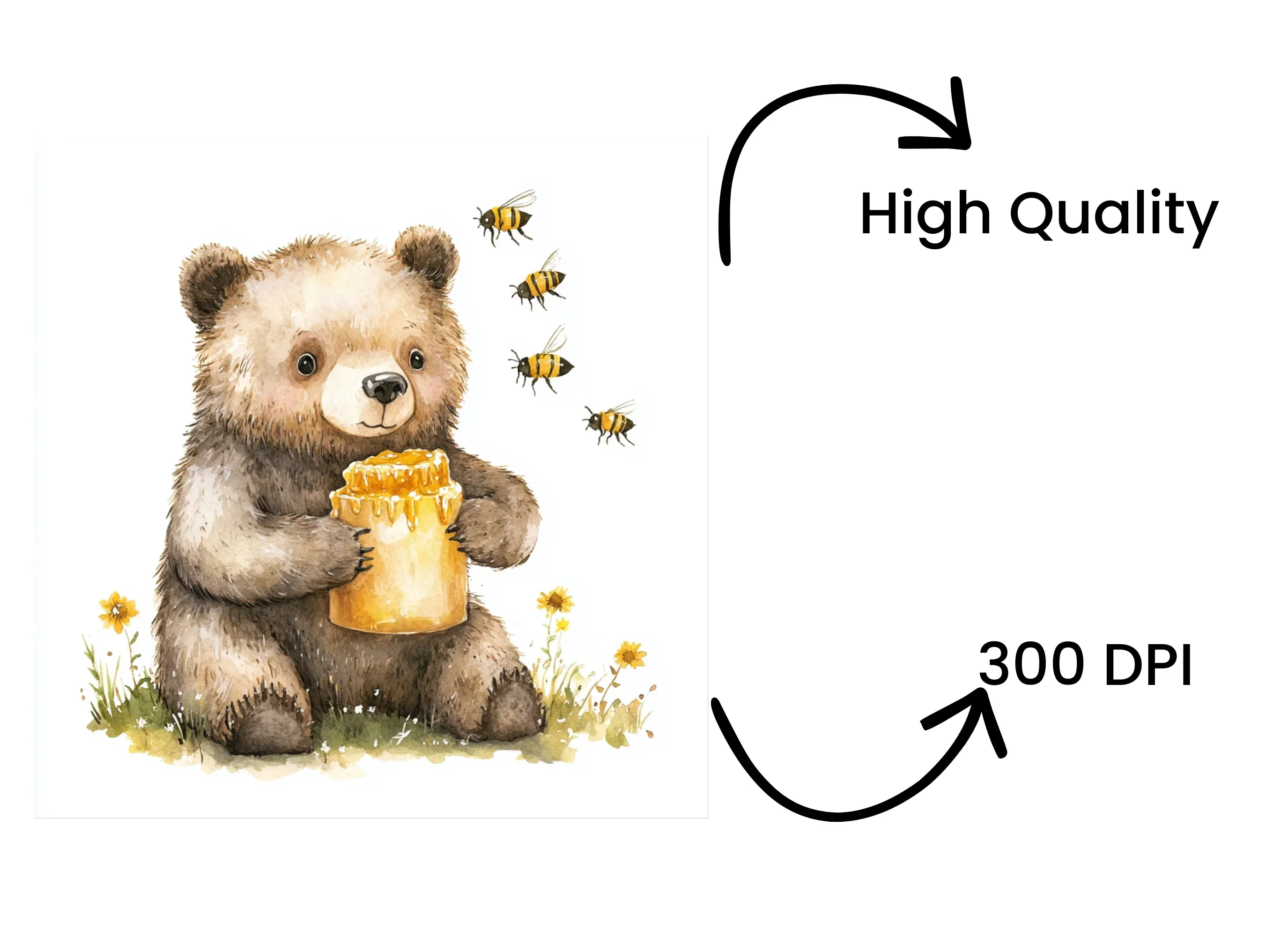 Cute Bear with Honey Pot Clipart Bundle - Image 4