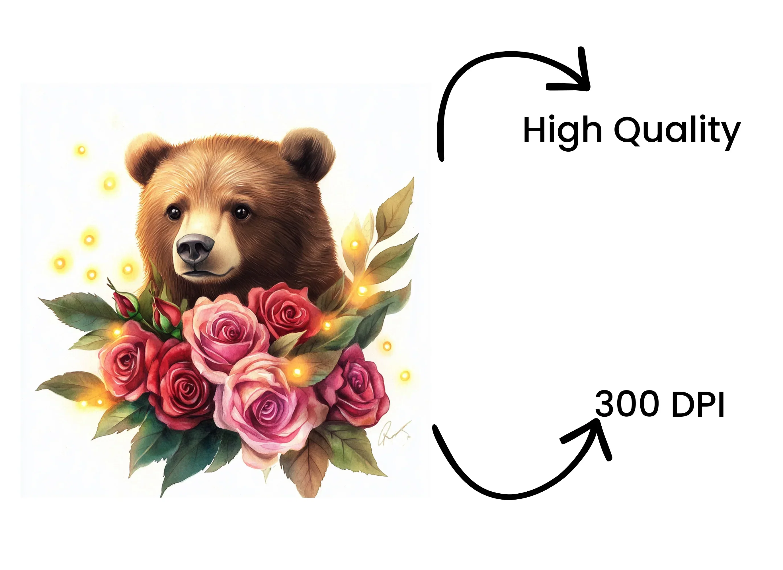 Cute Bear with Pink and Red Roses Clipart Bundle - Image 4