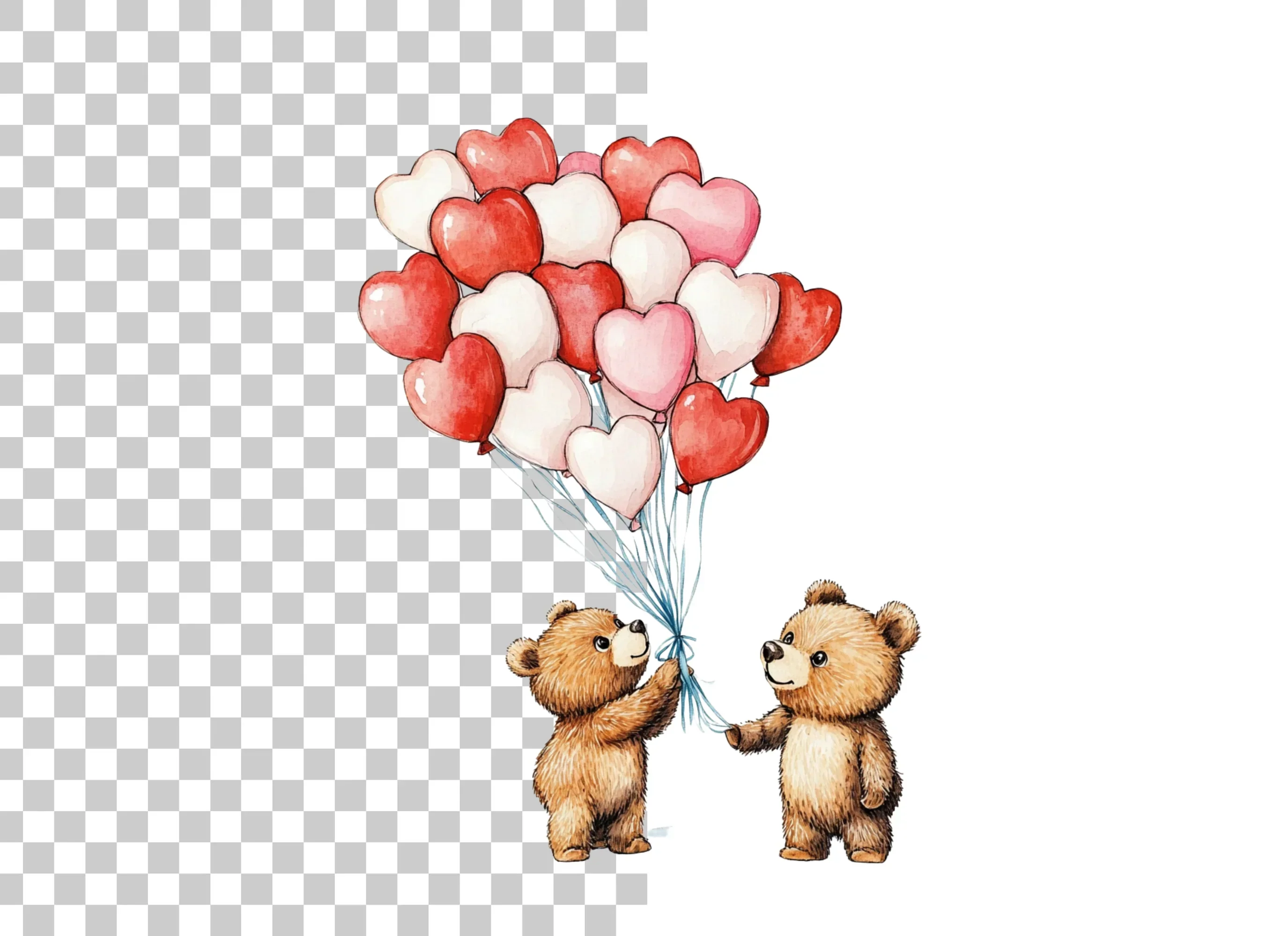 Cute Bears with Heart Balloons Clipart Bundle - Image 2
