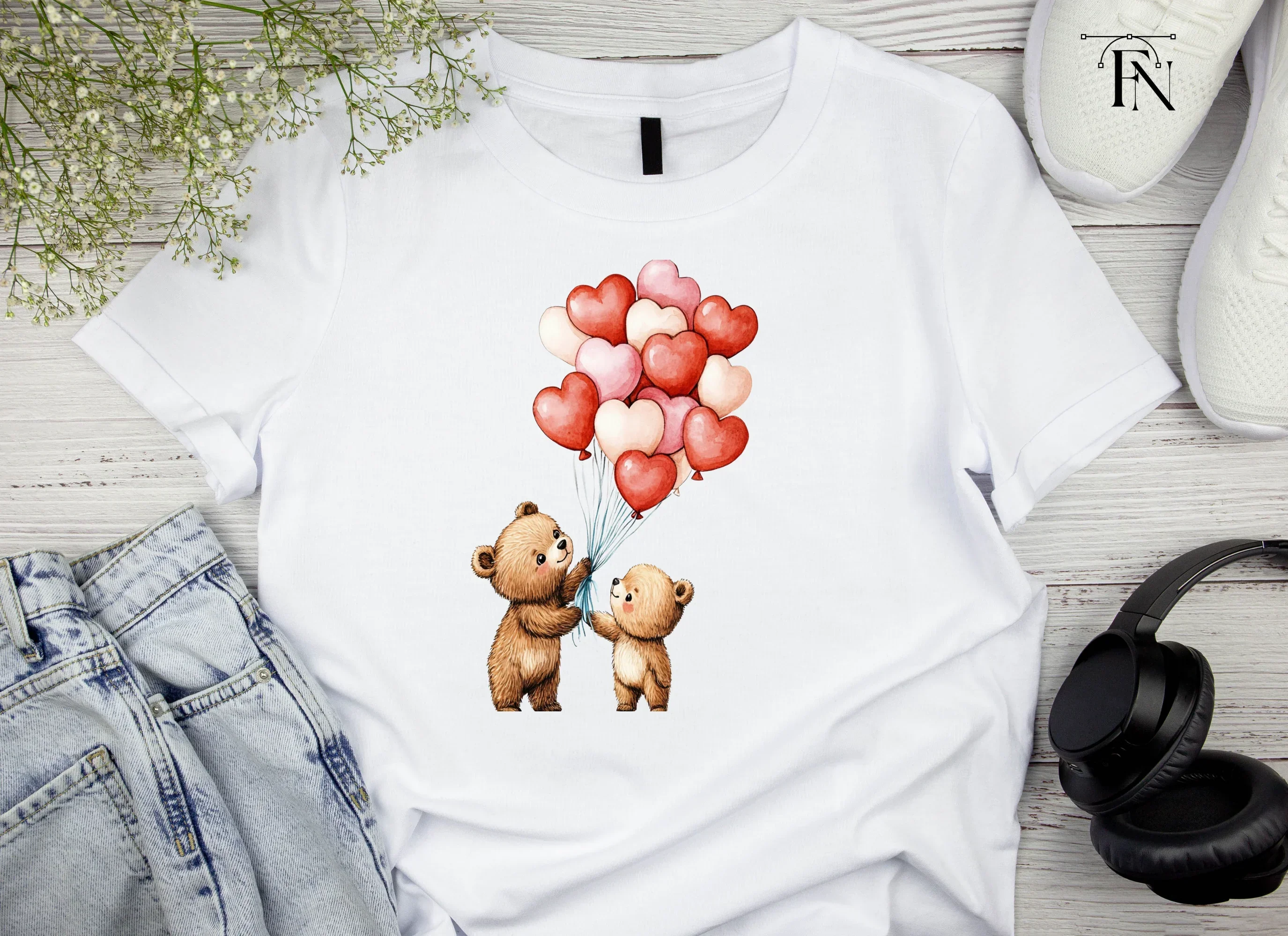 Cute Bears with Heart Balloons Clipart Bundle - Image 4