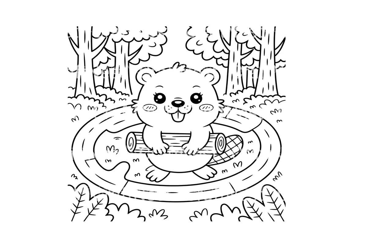 Cute Beaver Forest Adventure Coloring Books - Image 2