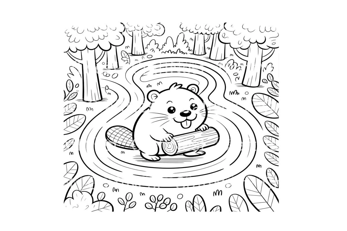 Cute Beaver Forest Adventure Coloring Books - Image 4