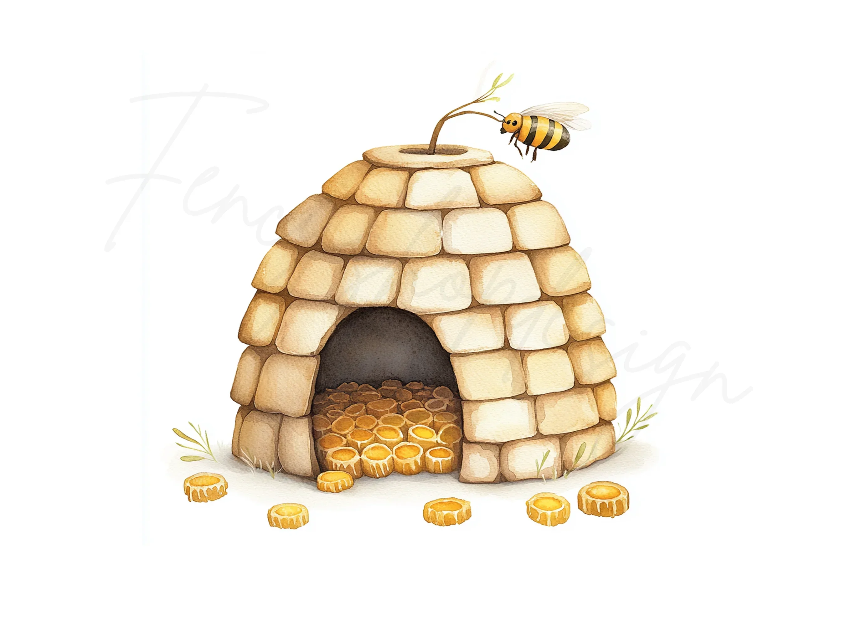 Cute Bee and Beehive Clipart Bundle - Image 3