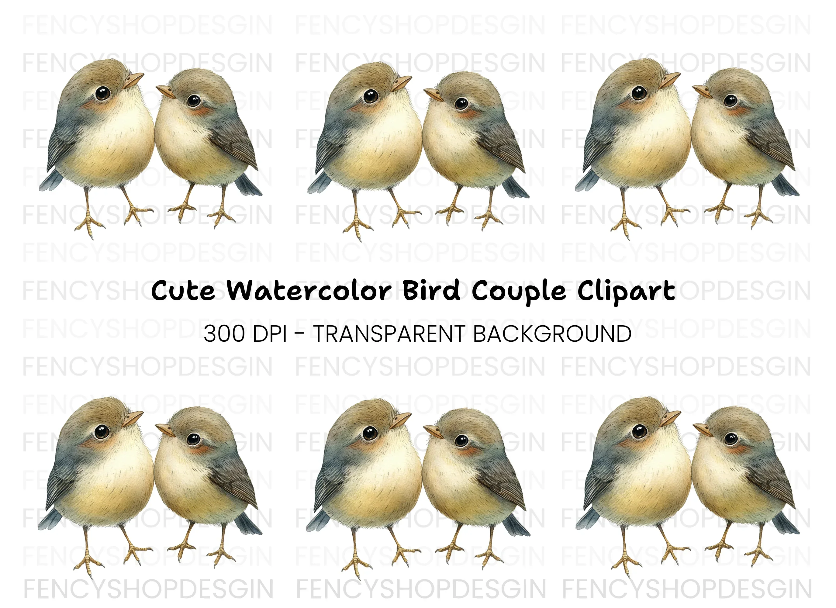Cute Bird Couple Clipart Bundle