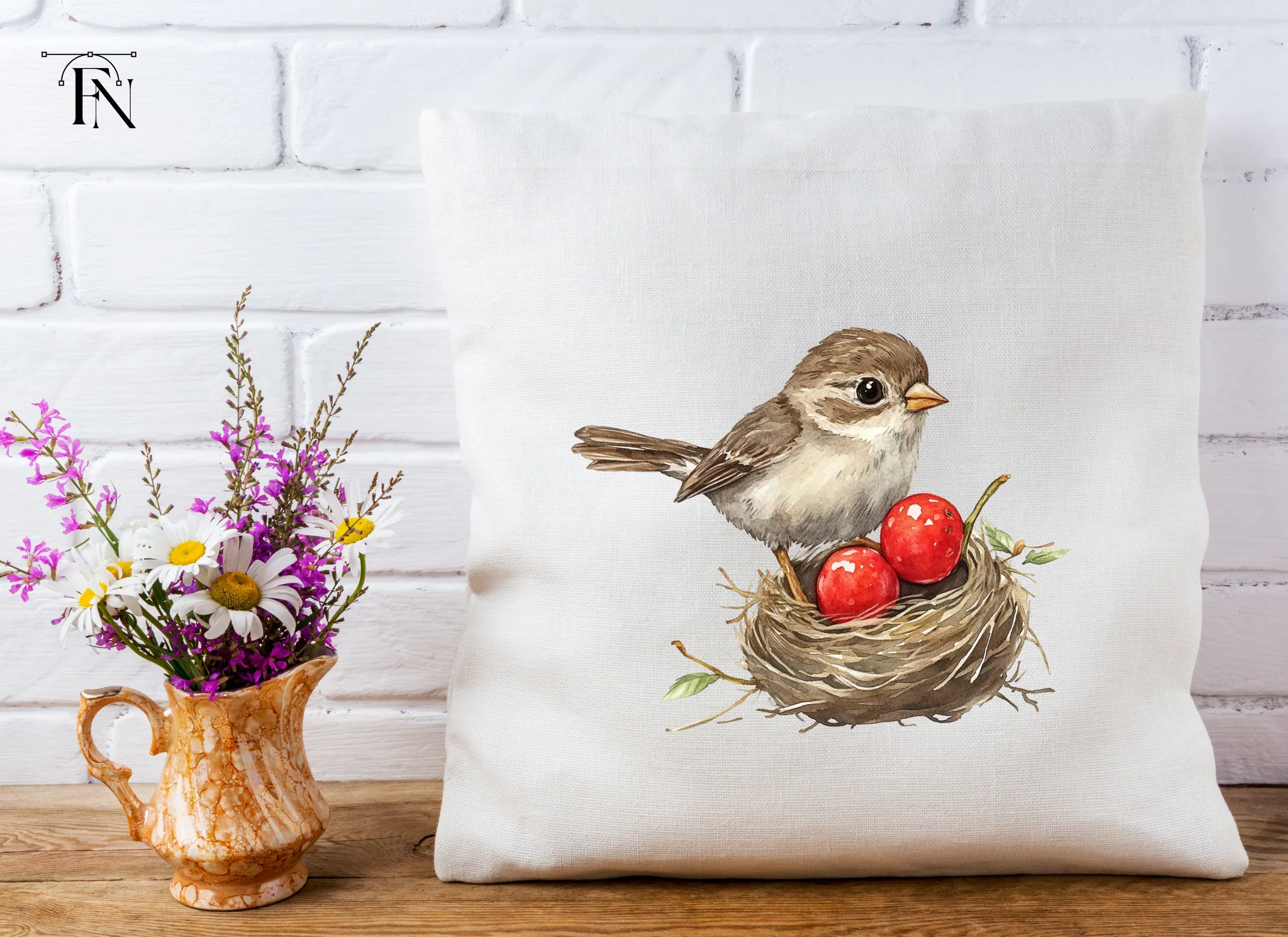 Cute Bird in Nest with Red Berries Clipart Bundle - Image 5