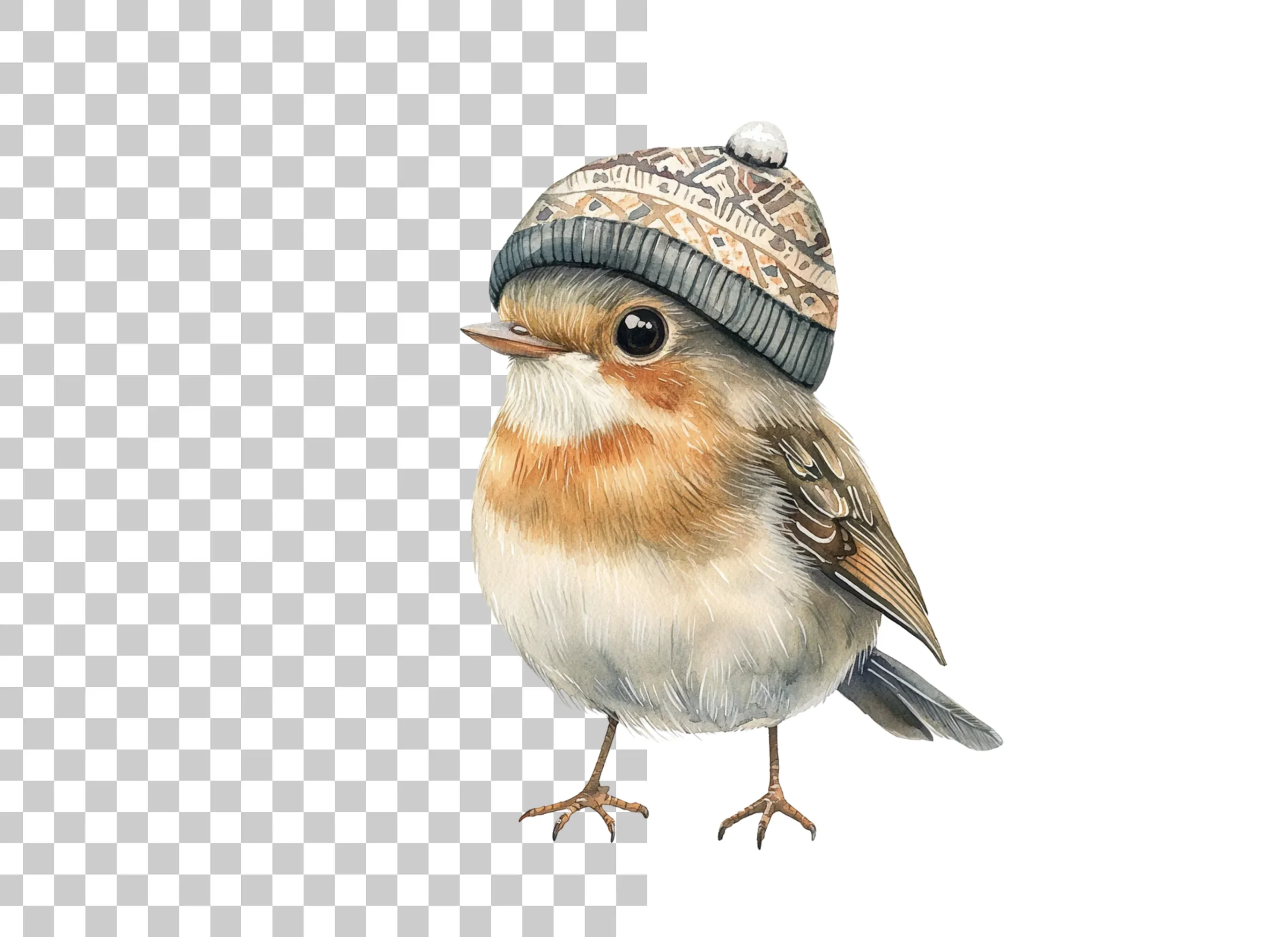 Cute Bird in Winter Hat Clipart Bundle - Image 3