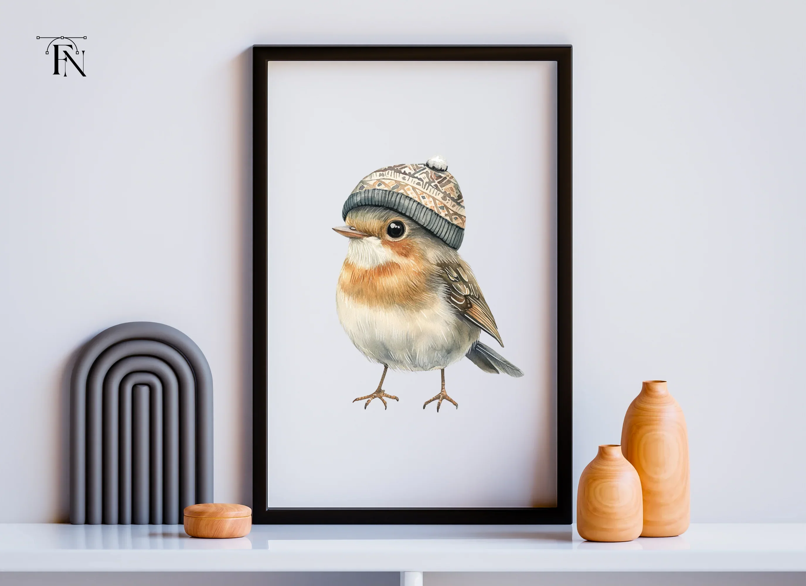 Cute Bird in Winter Hat Clipart Bundle - Image 4