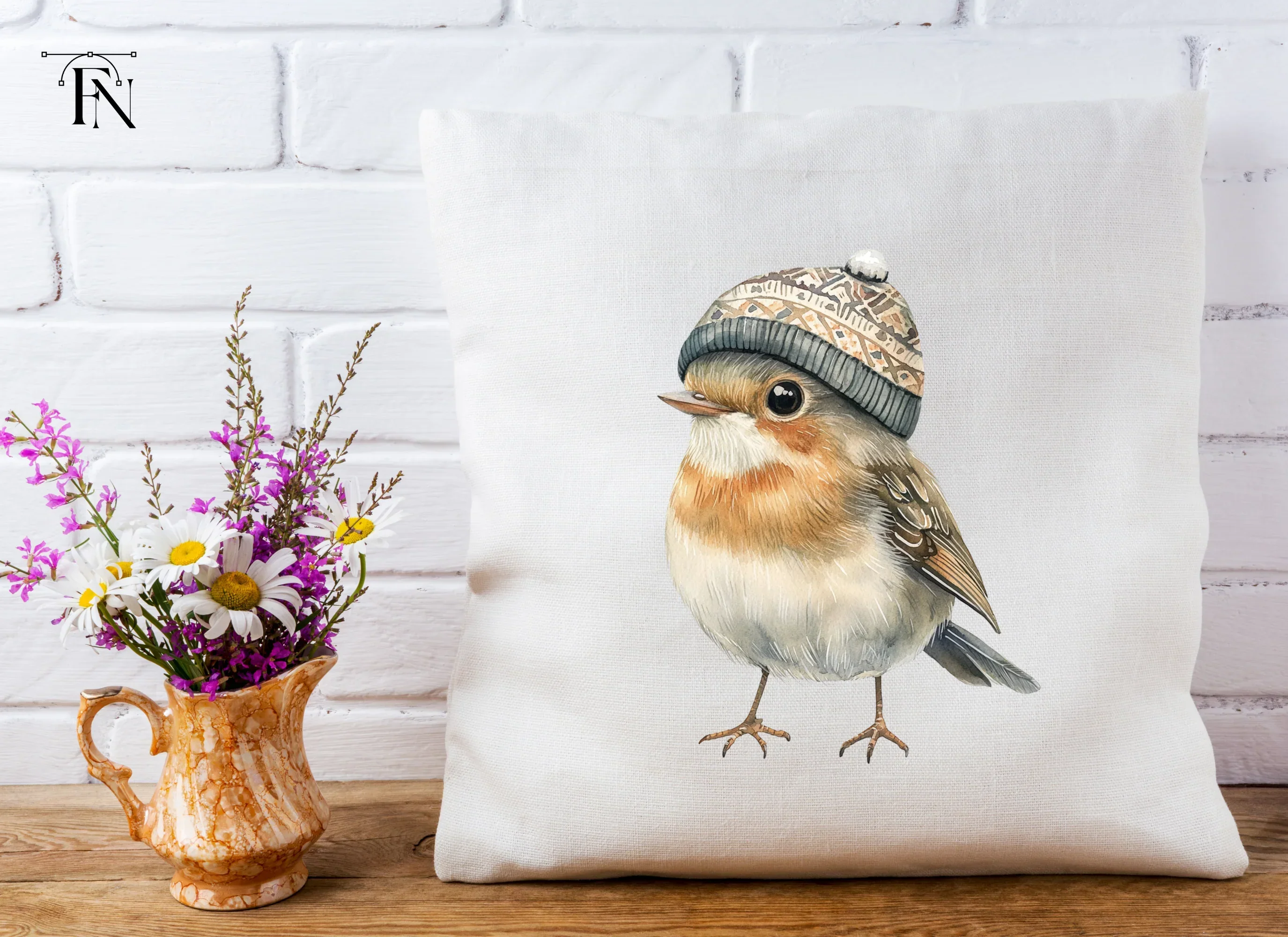 Cute Bird in Winter Hat Clipart Bundle - Image 5