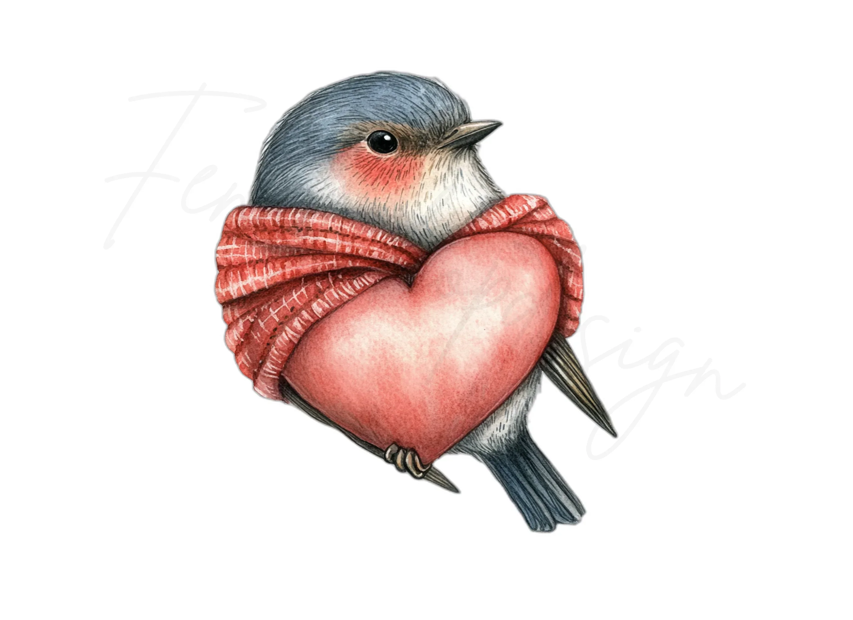 Cute Bird with Heart Clipart Bundle - Image 3
