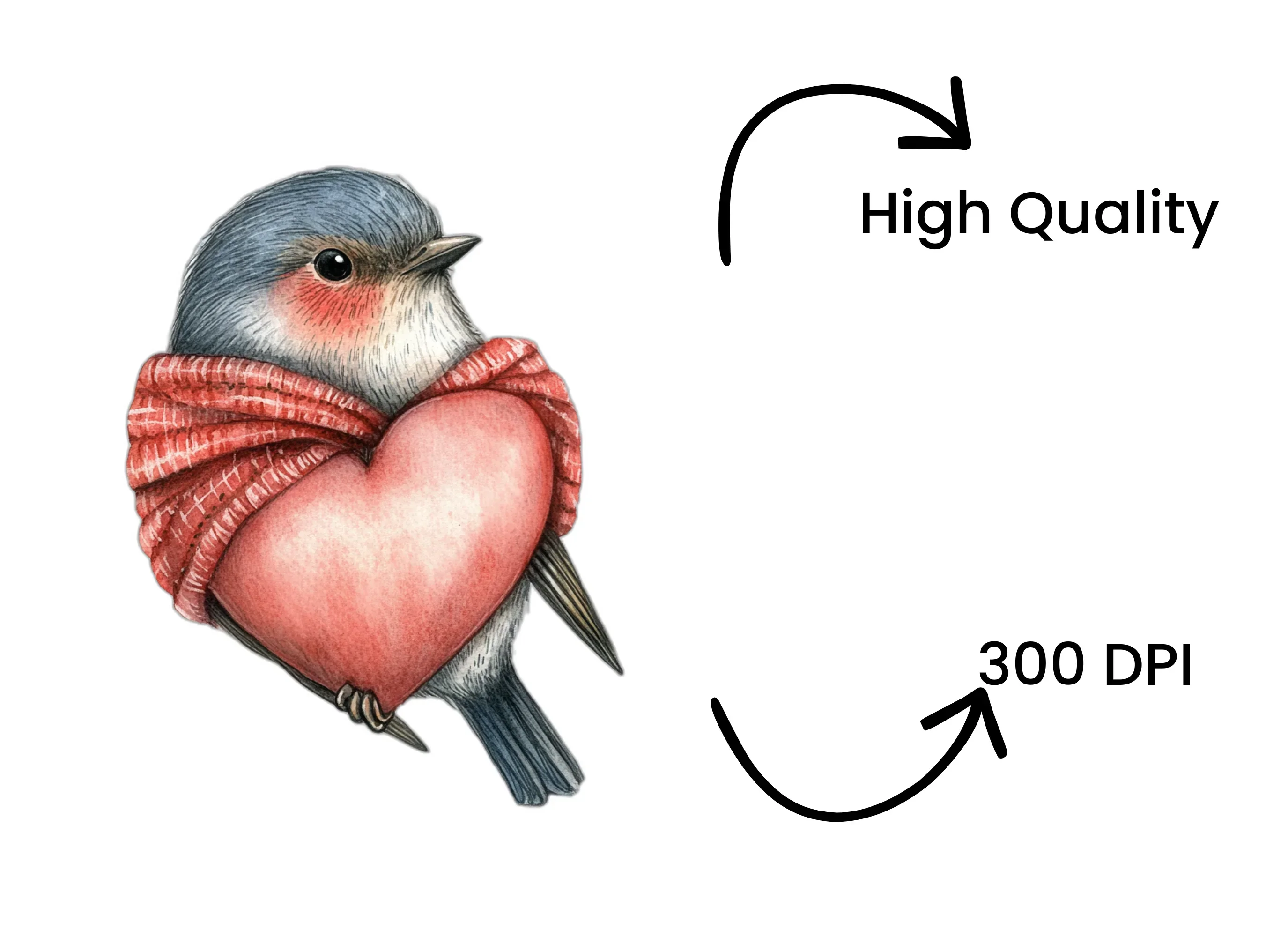 Cute Bird with Heart Clipart Bundle - Image 4