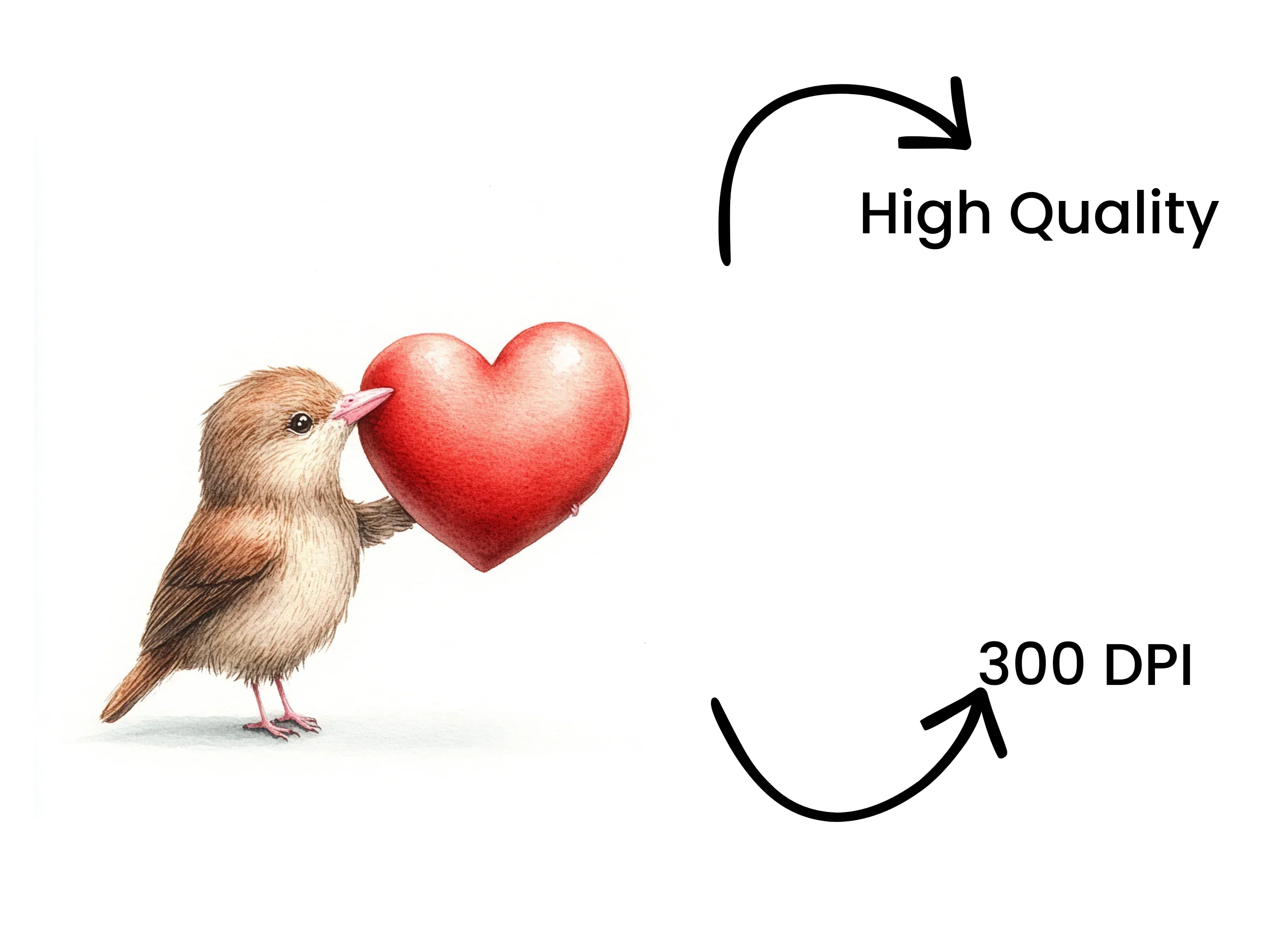Cute Birds Holding Hearts Clipart Bundle - Image 4
