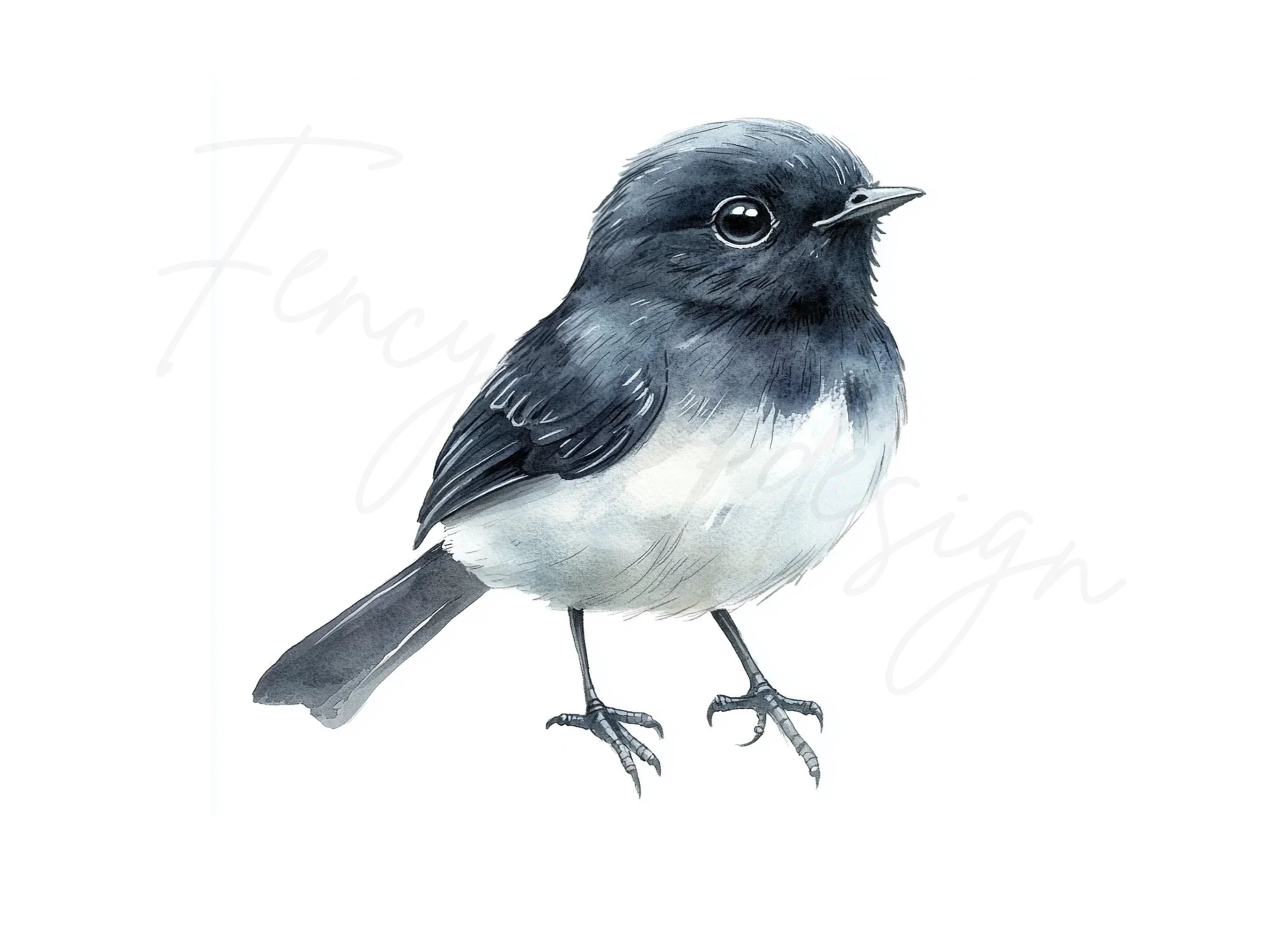Cute Black and White Birds Clipart Bundle - Image 3