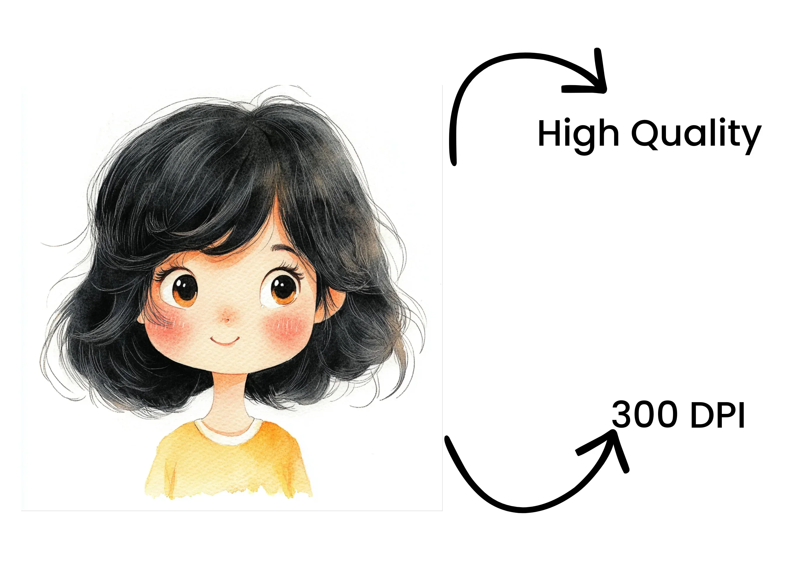 Cute Black Hair Girl Clipart Bundle - Image 4