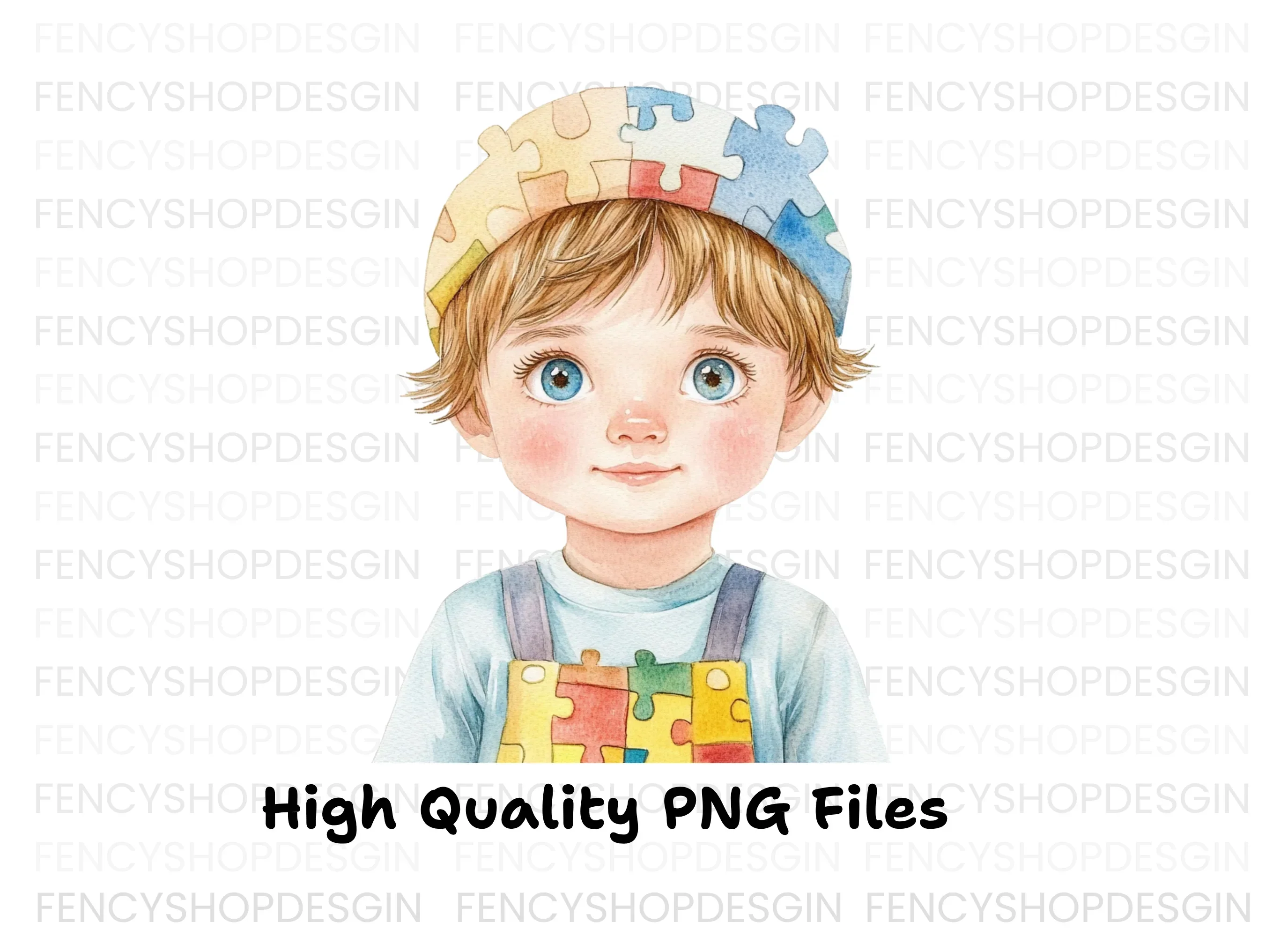 Cute Boys in Puzzle Overalls Clipart Bundle - Image 2