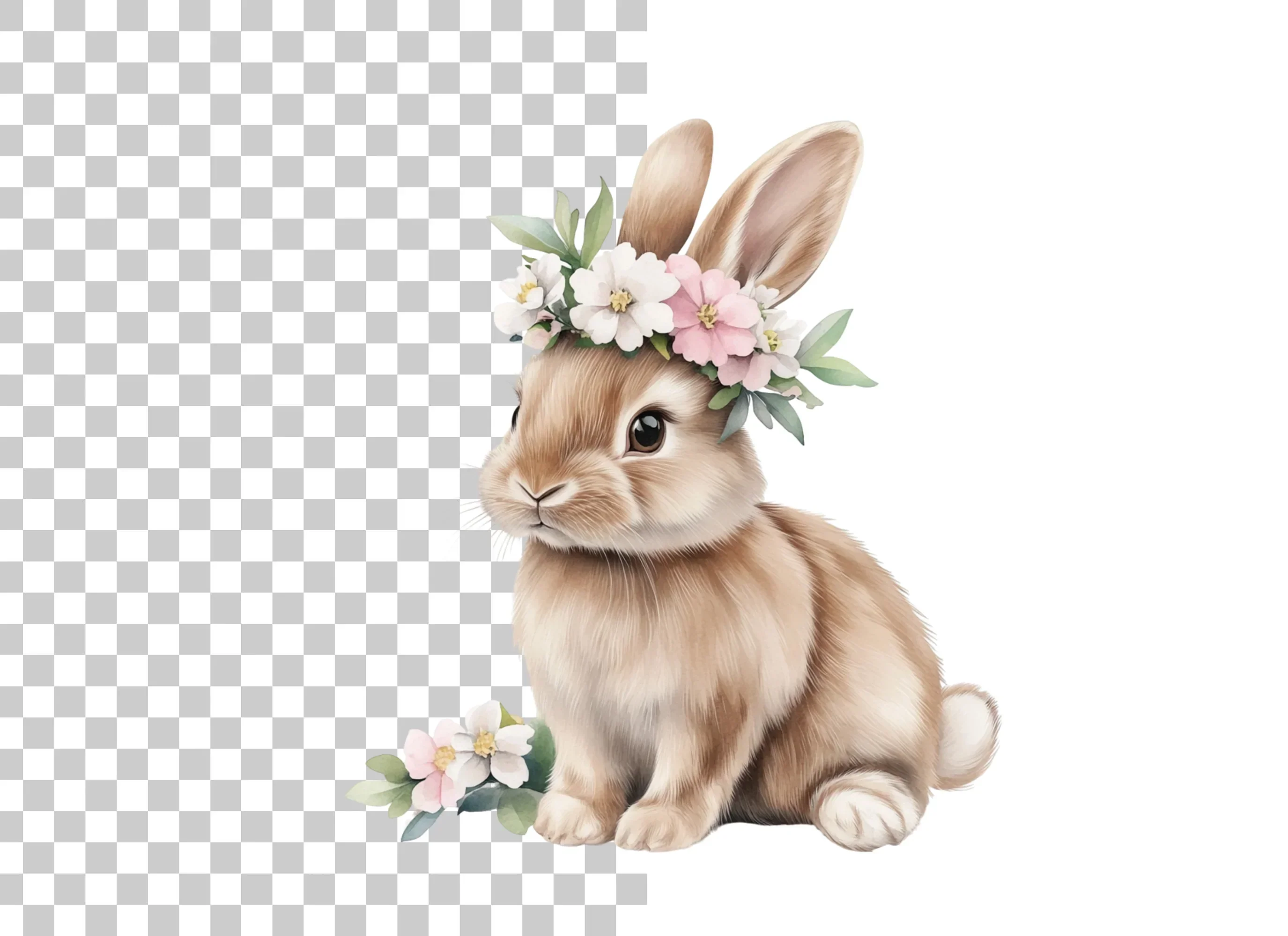 Cute Bunnies with Flower Crowns Clipart Bundle - Image 2