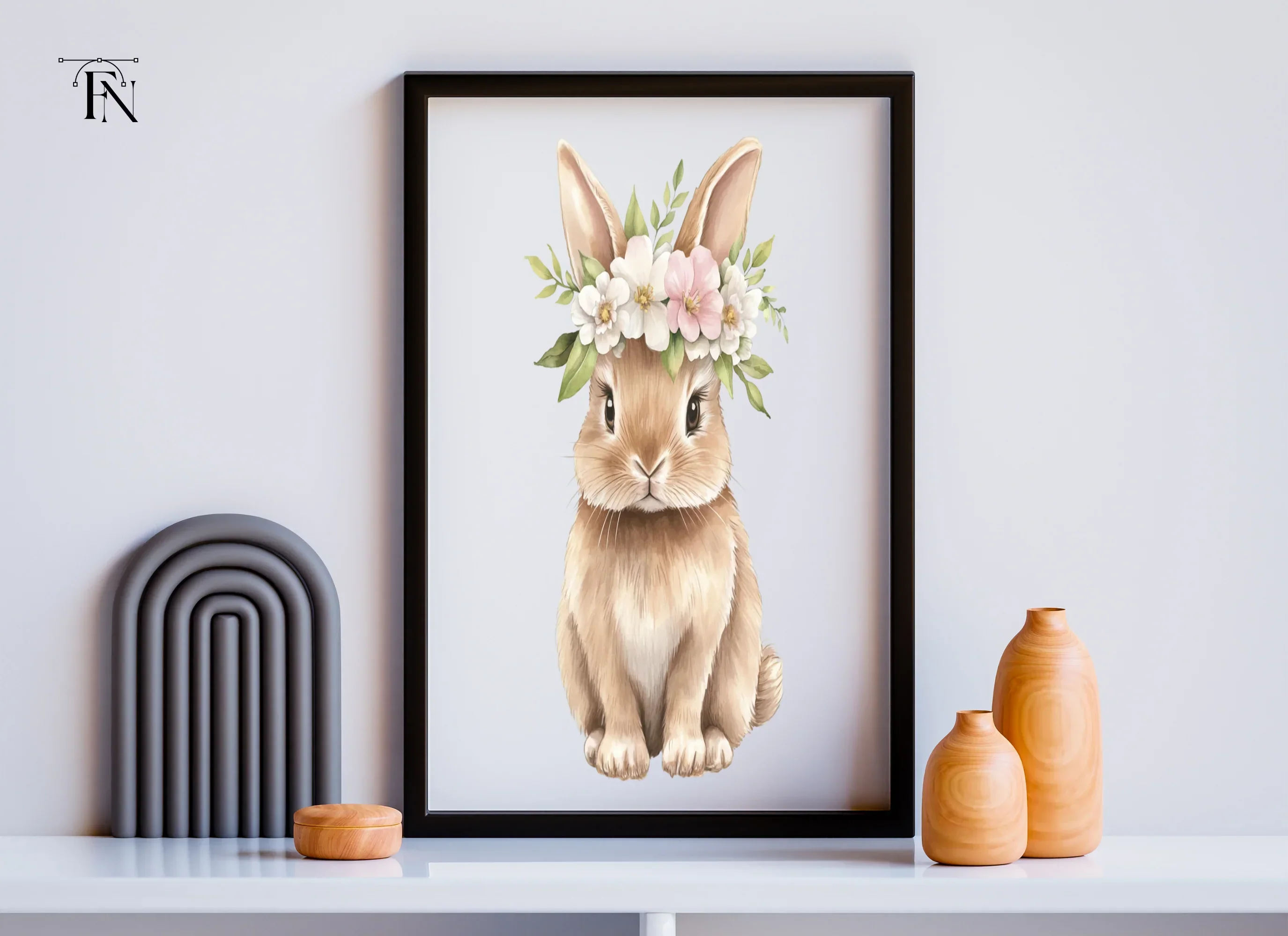 Cute Bunnies with Flower Crowns Clipart Bundle - Image 6