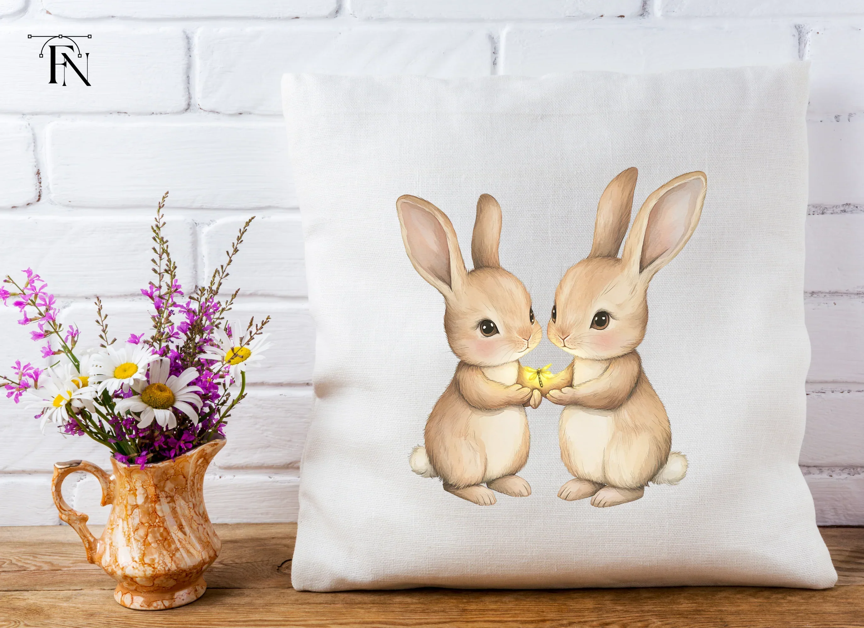 Cute Bunny Couple Clipart Bundle - Image 5