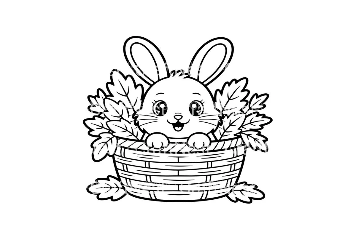 Cute Bunny in Basket Coloring Books - Image 4