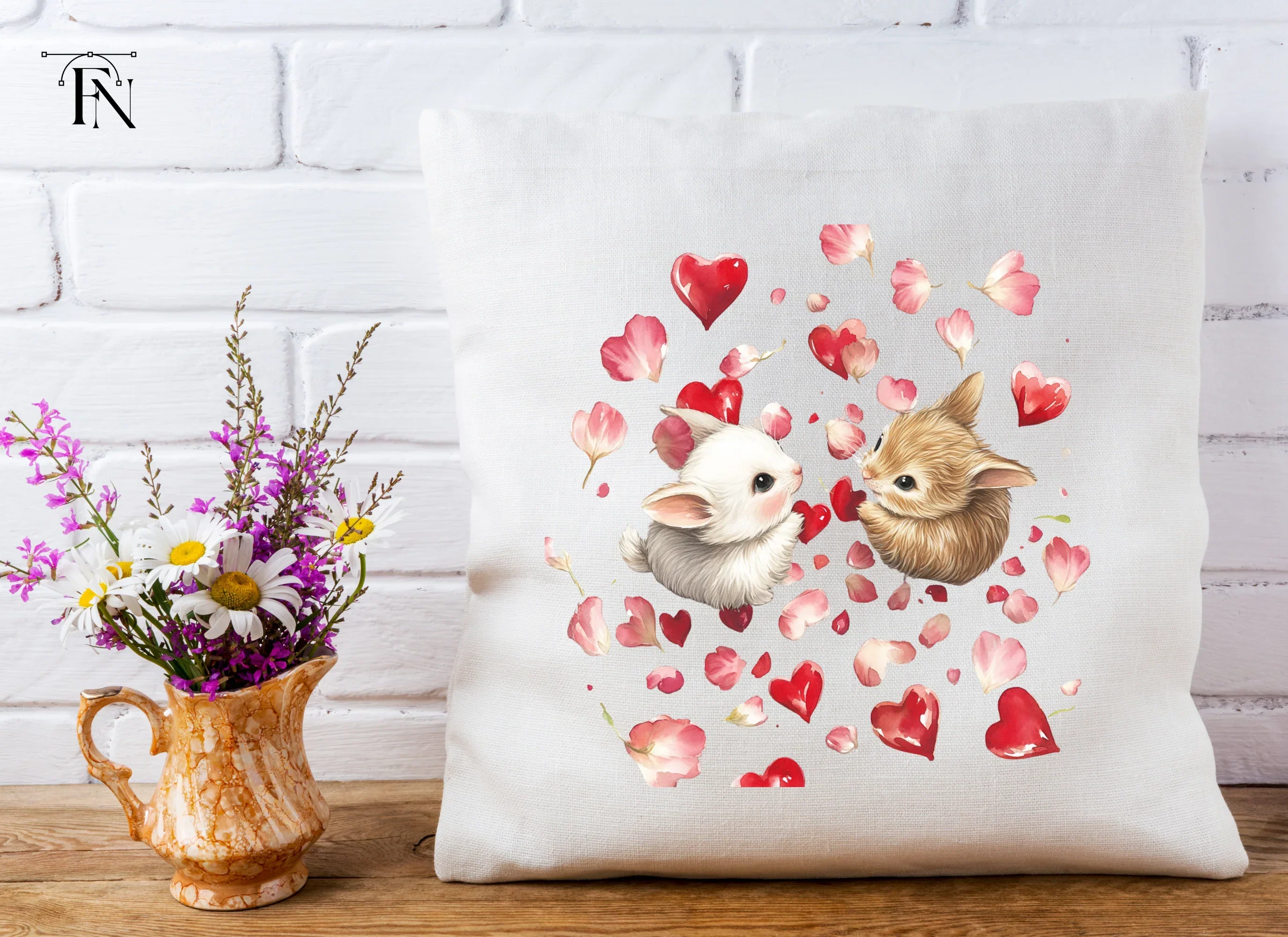 Cute Bunny Love Clipart Bundle - Image 4